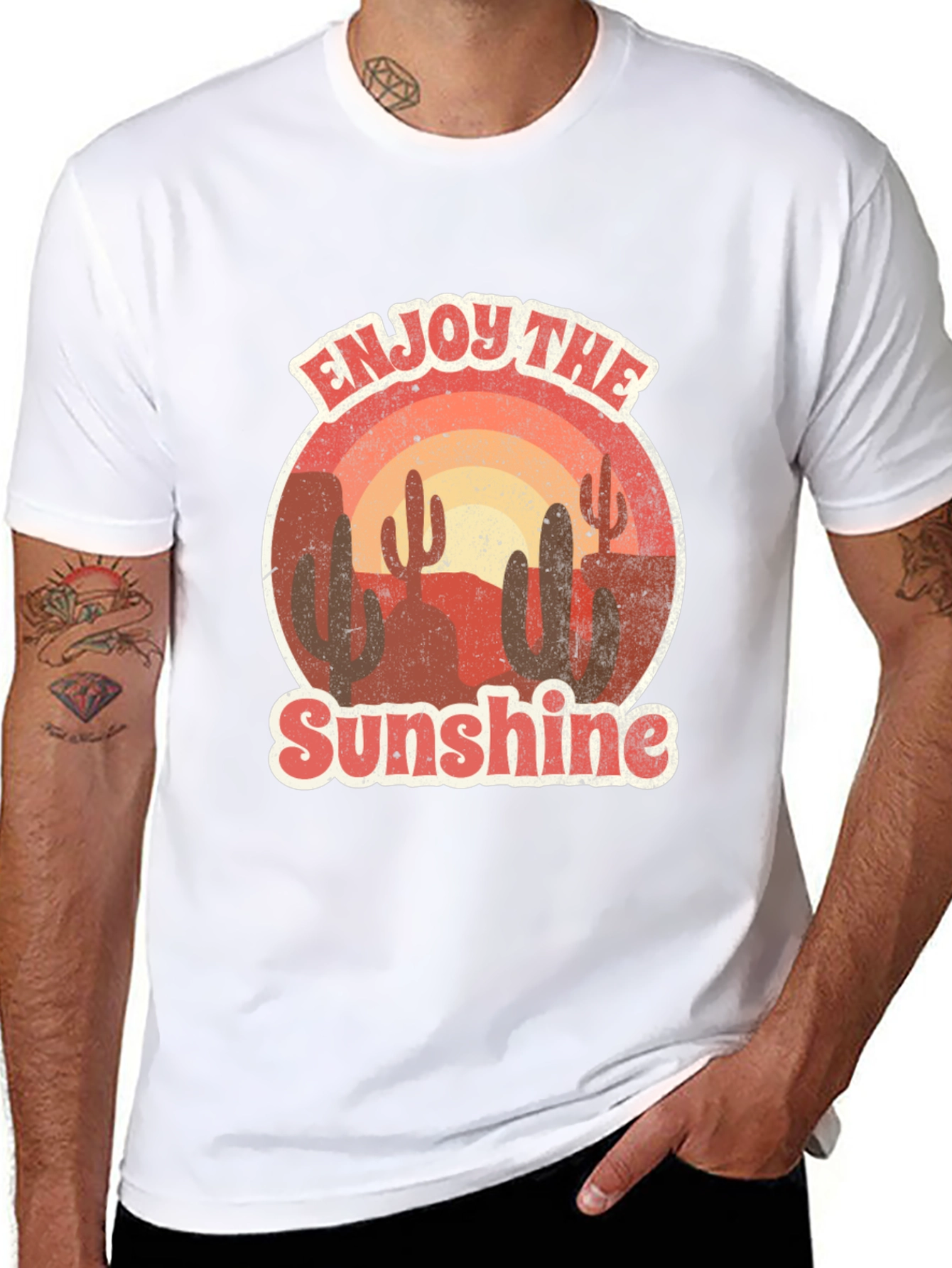 Retro Desert Scene T-Shirt - Enjoy the Sunshine