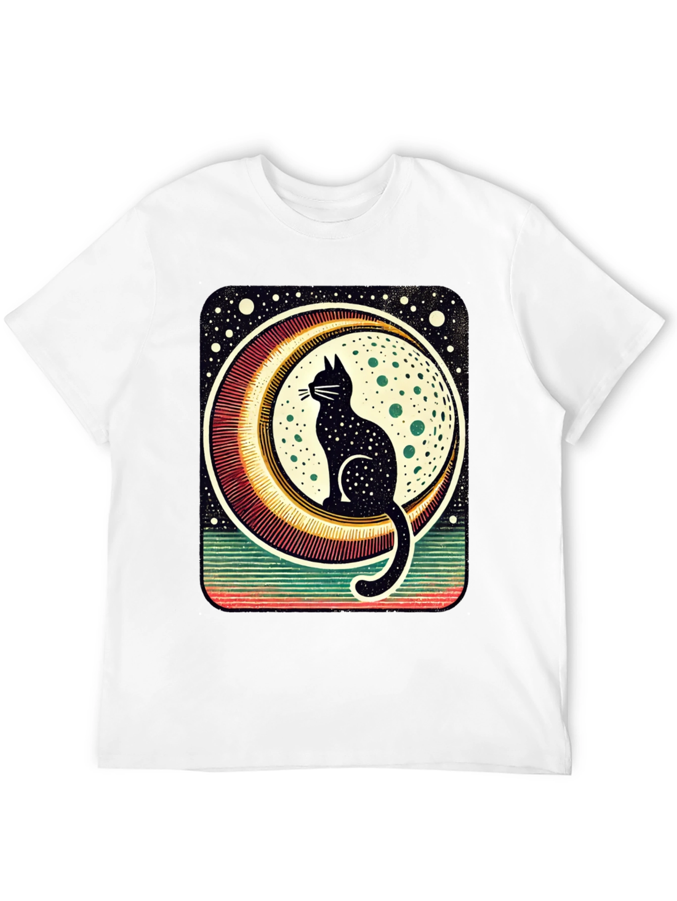 Black Cat Moon Graphic Tee - Stylish Unisex T-Shirt