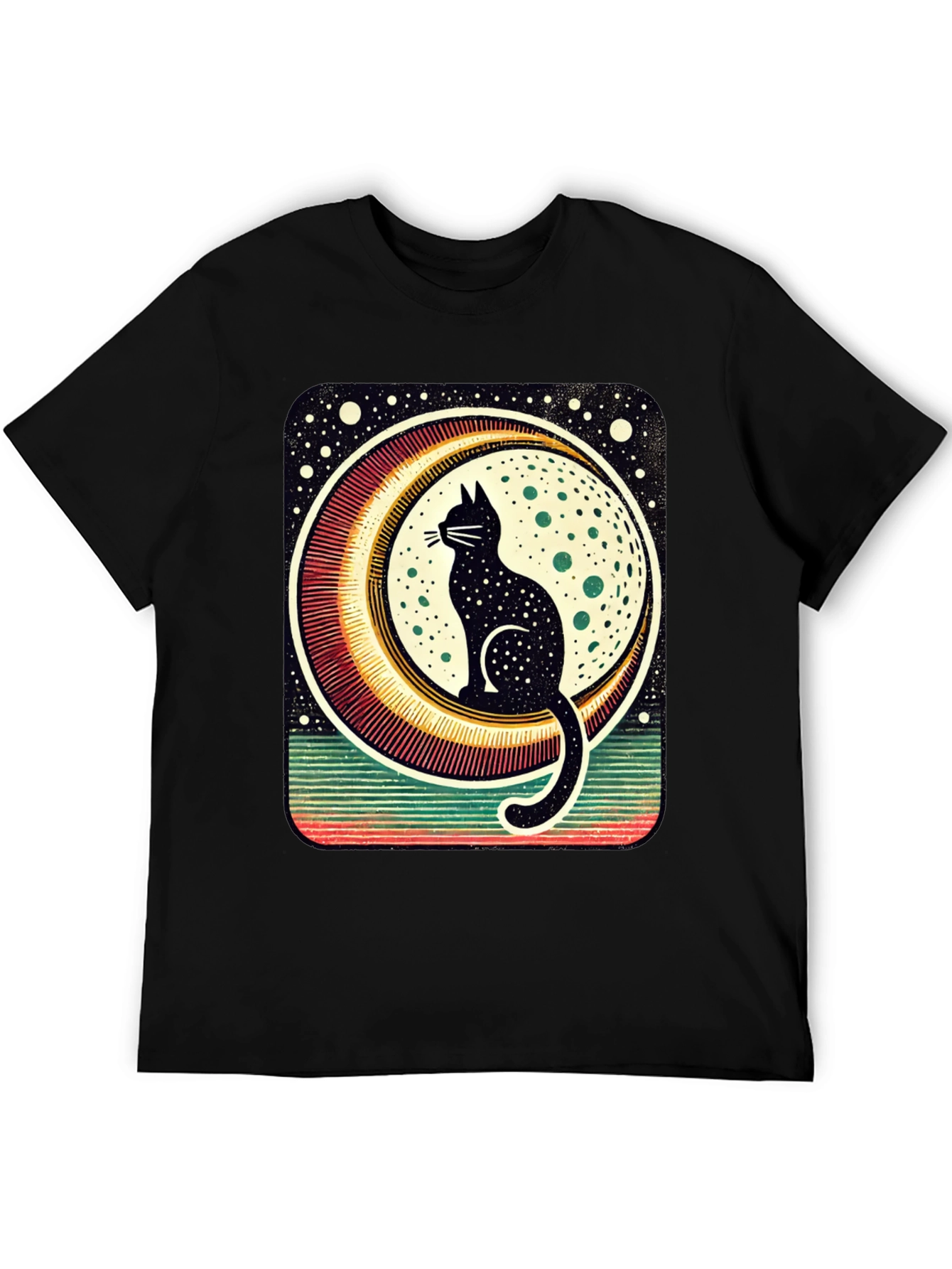 Black Cat Moon Graphic Tee - Stylish Unisex T-Shirt