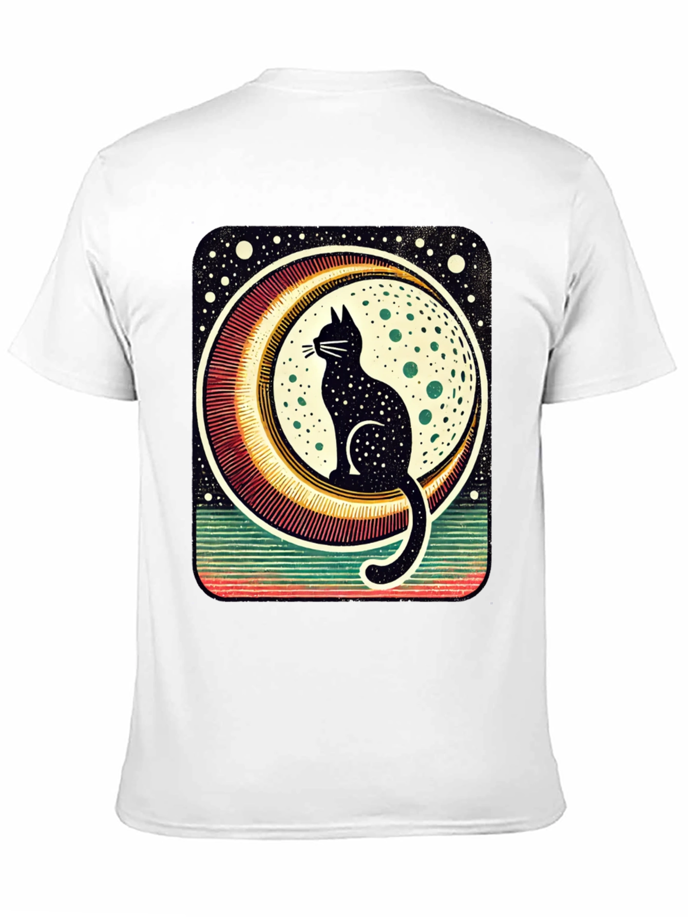 Black Cat Moon Graphic Tee - Stylish Unisex T-Shirt