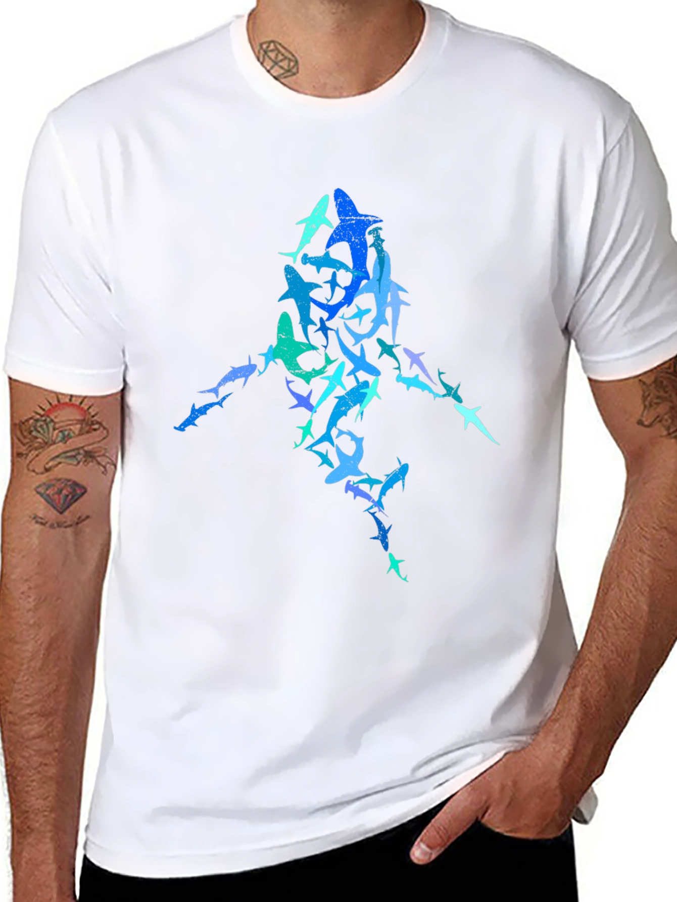 Shark Silhouette Graphic Tee - Black