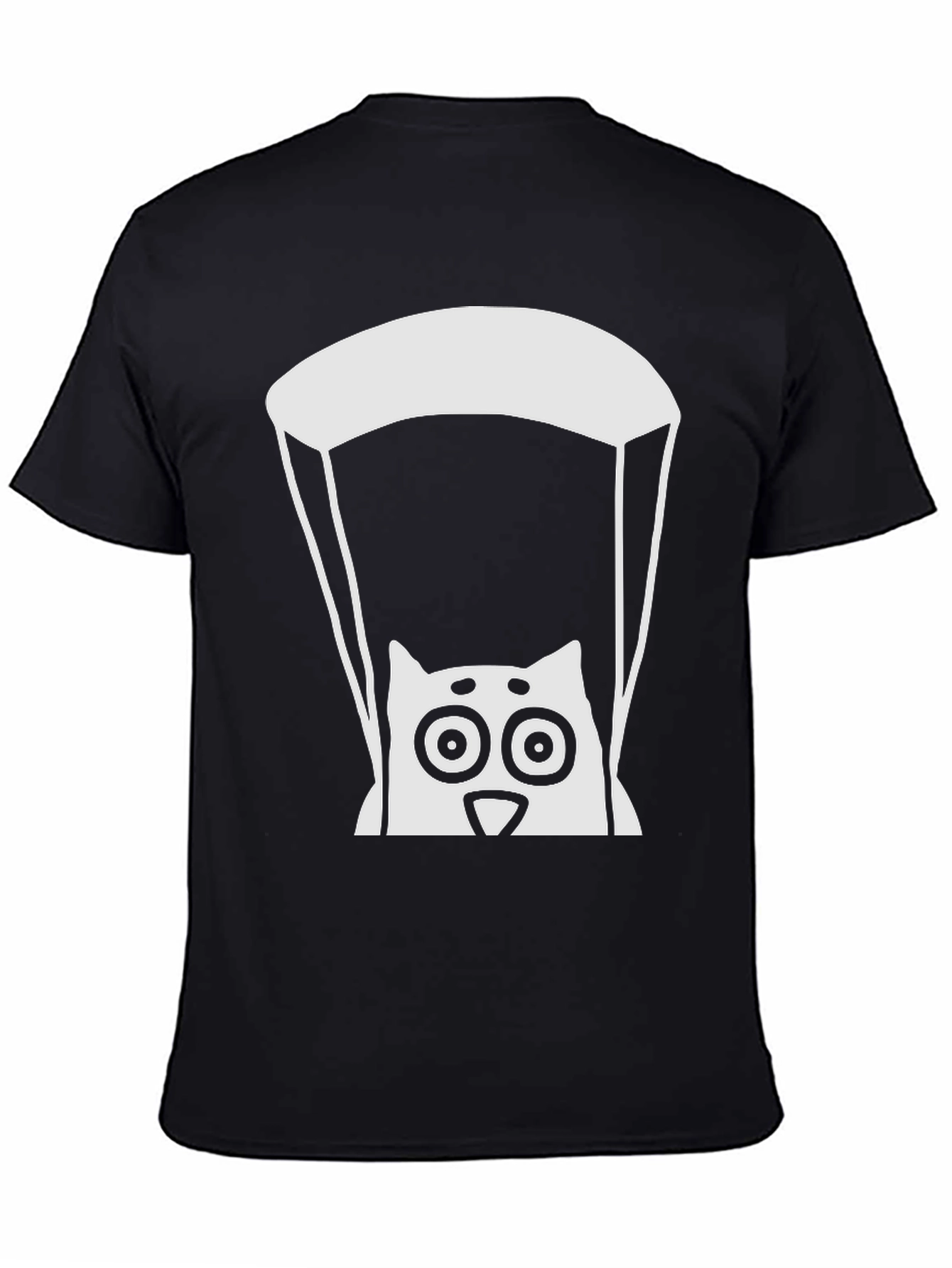 Parachute Cat Graphic Tee - Cool Black T-Shirt
