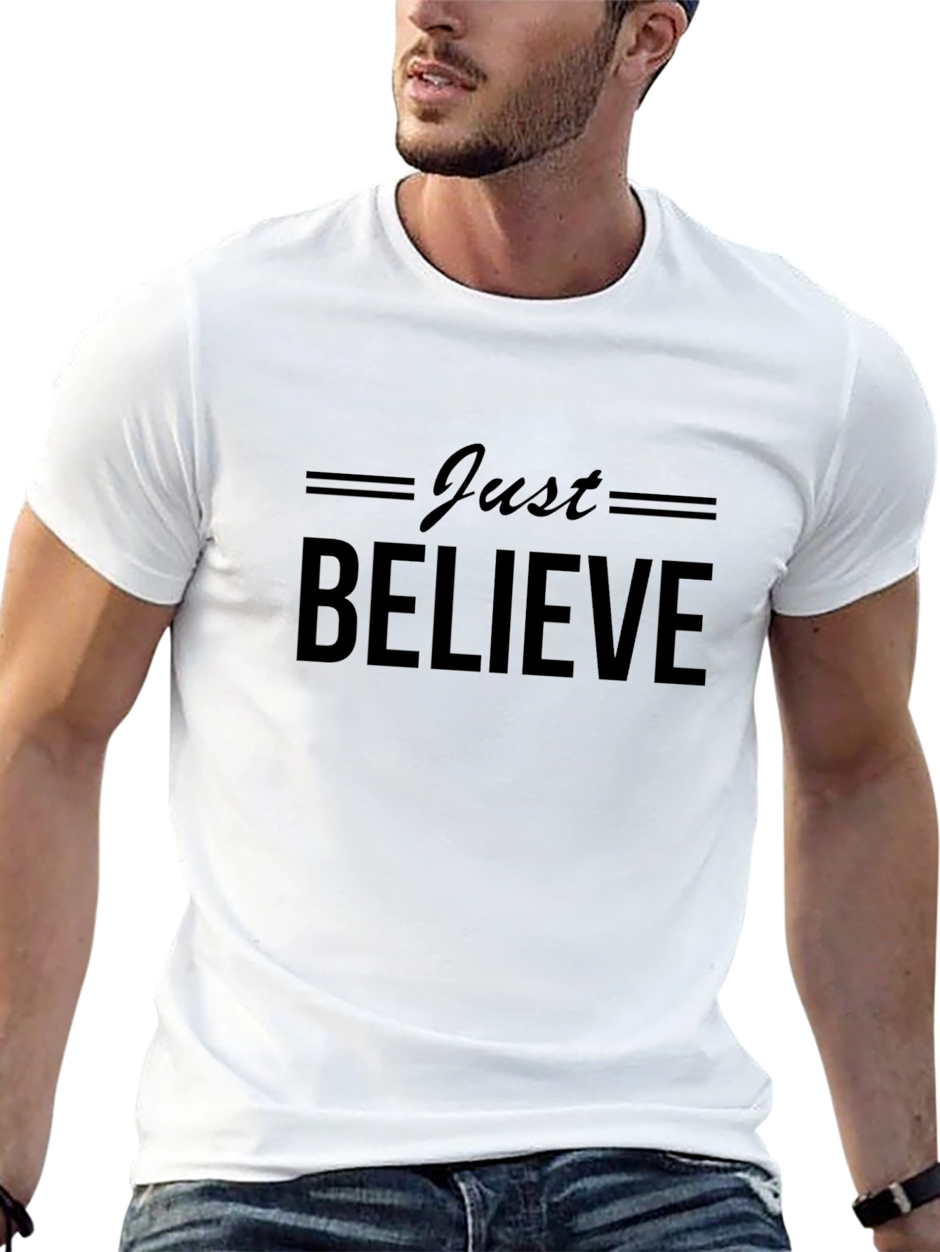 Just Believe Black Graphic T-Shirt