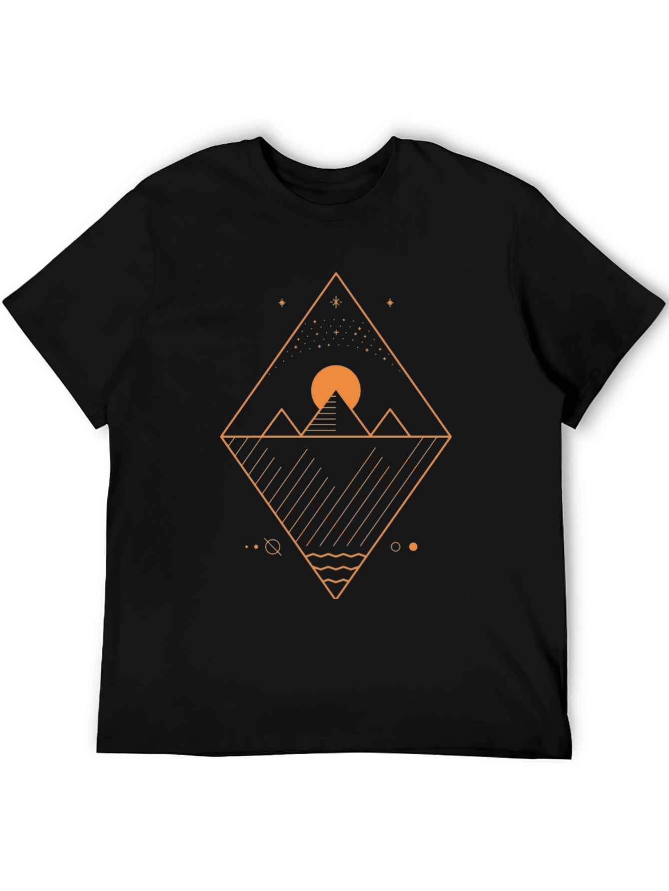 Geometric Pyramid Graphic Tee - Black