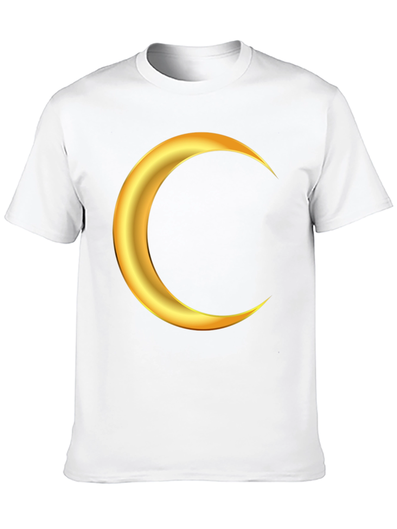 Golden Crescent Moon Graphic Black T-Shirt