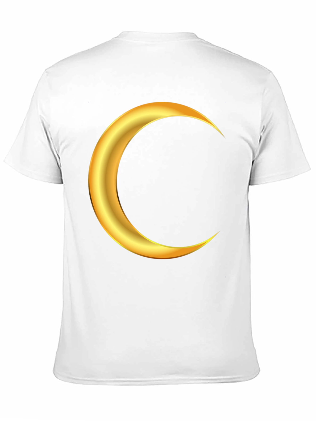 Golden Crescent Moon Graphic Black T-Shirt