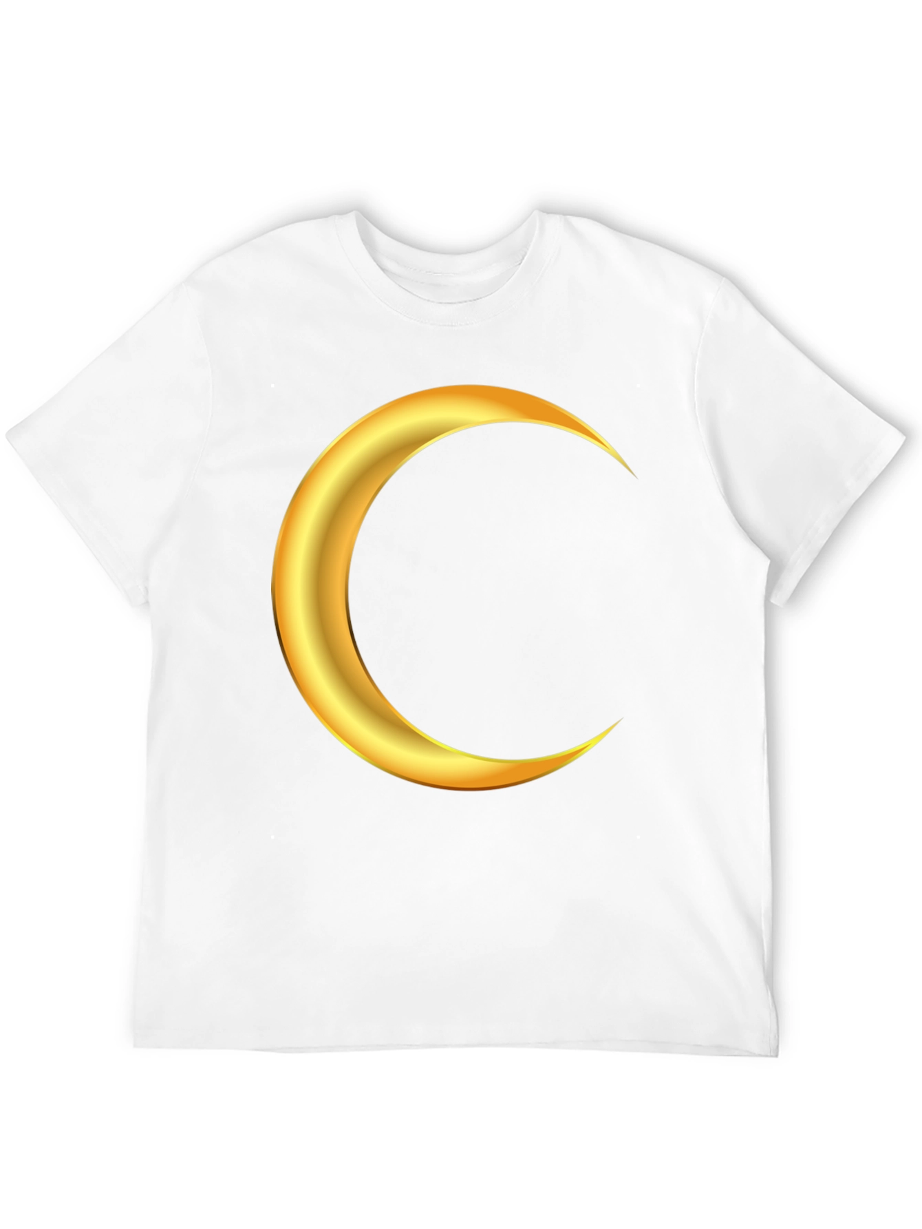 Golden Crescent Moon Graphic Black T-Shirt