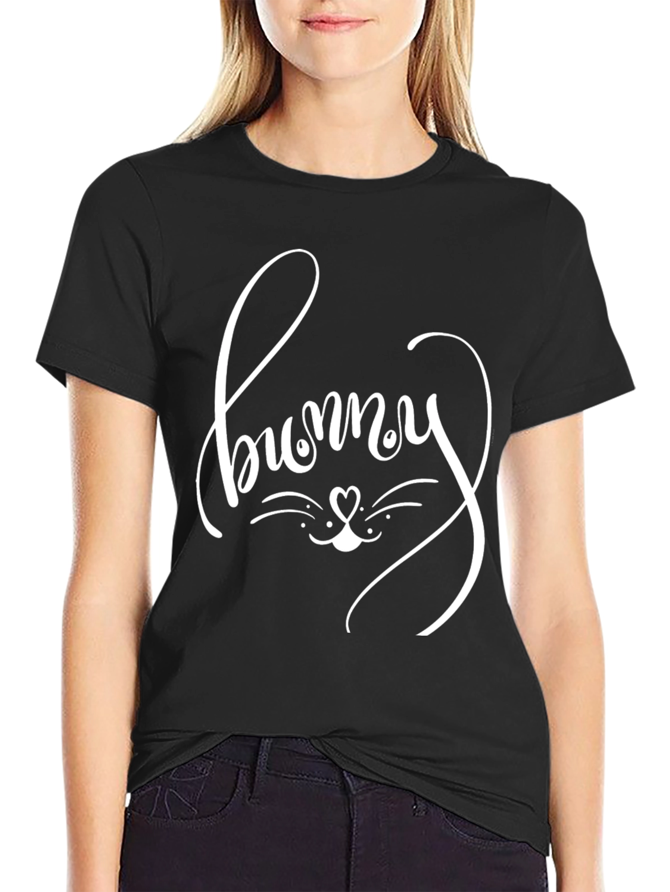 Bunny Graphic Tee - Black Cotton Blend