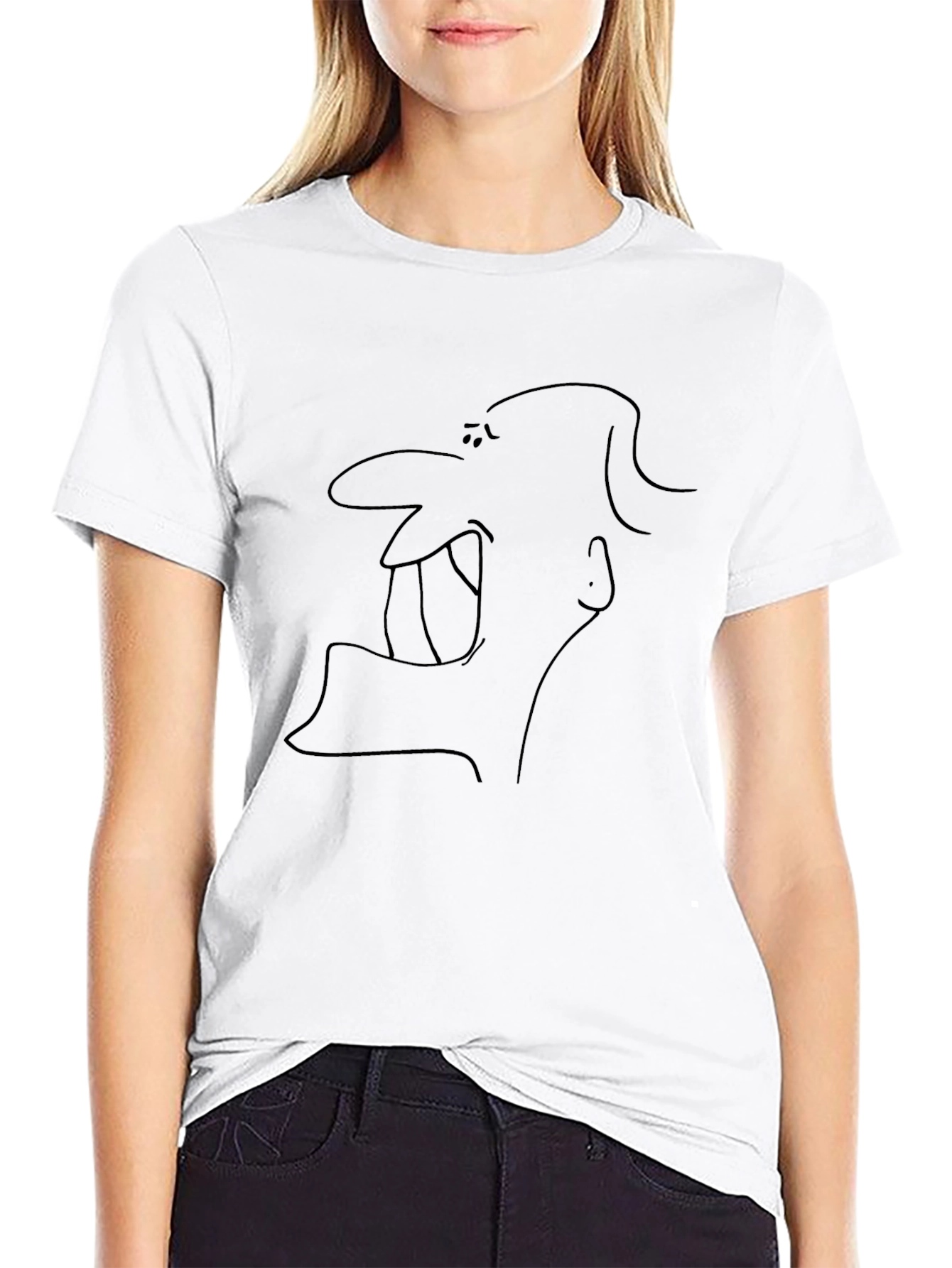 Abstract Cartoon Face Black T-Shirt