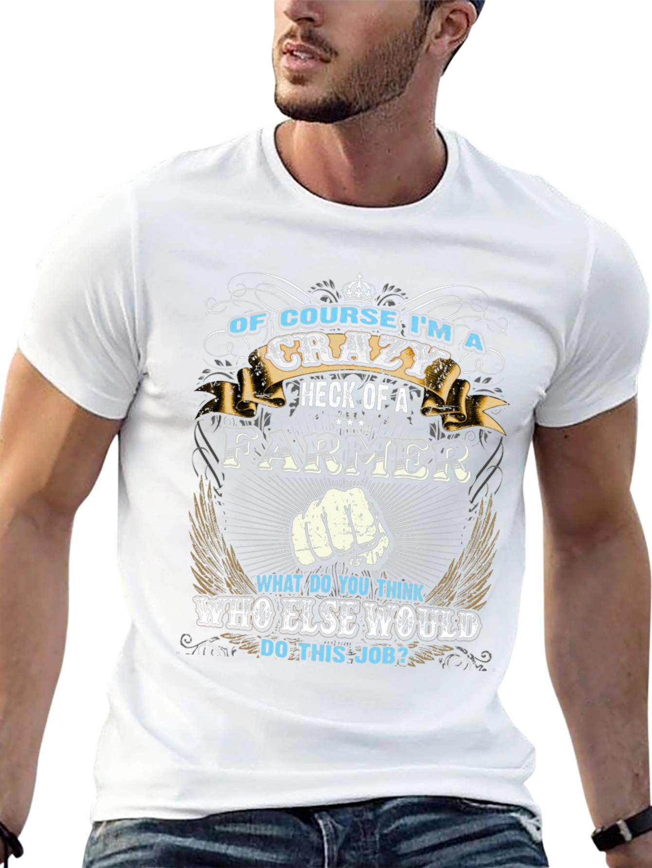 Crazy Farmer T-Shirt - Black Crew Neck Tee
