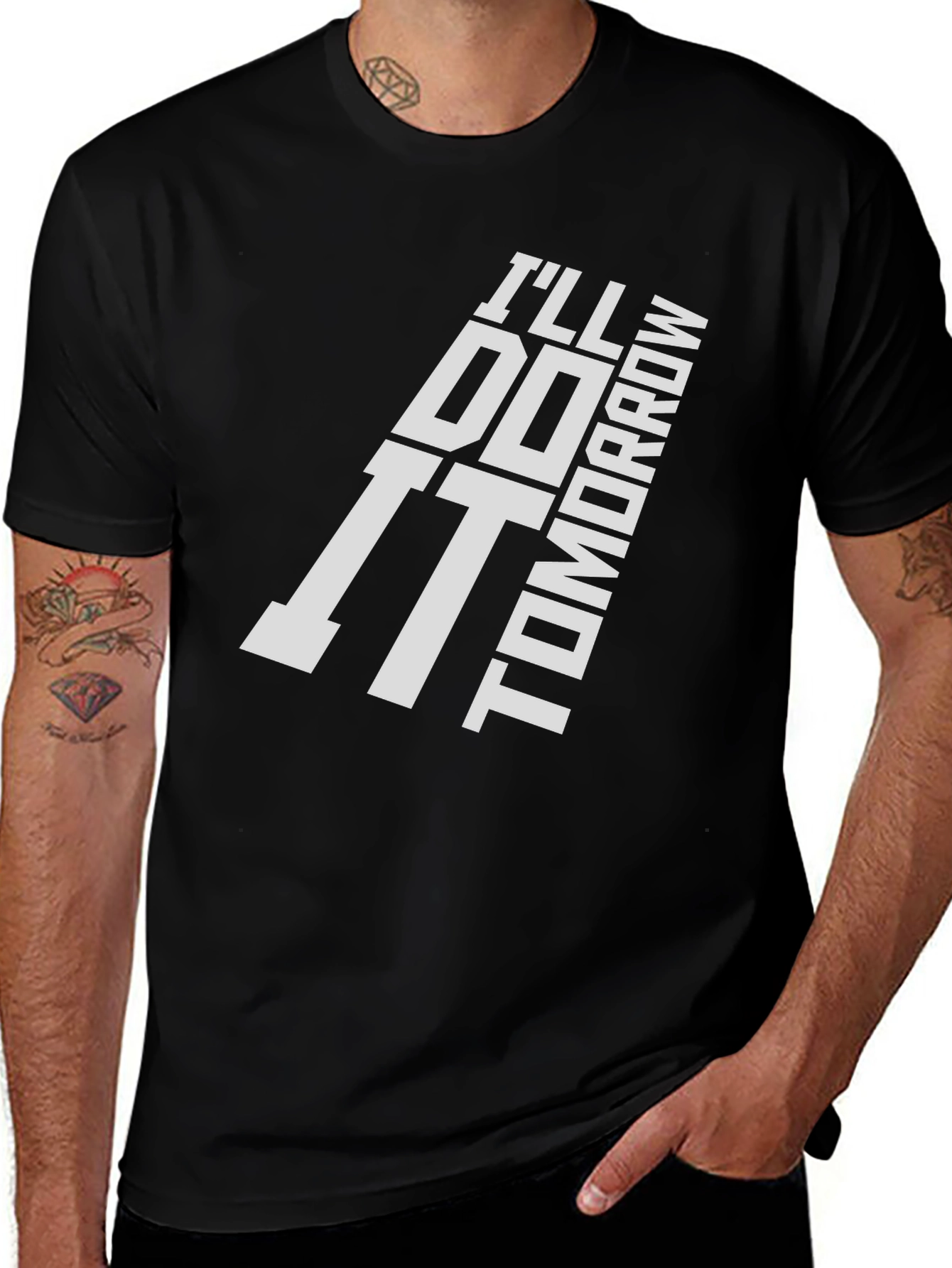 Ill Do It Tomorrow Black Graphic T-Shirt
