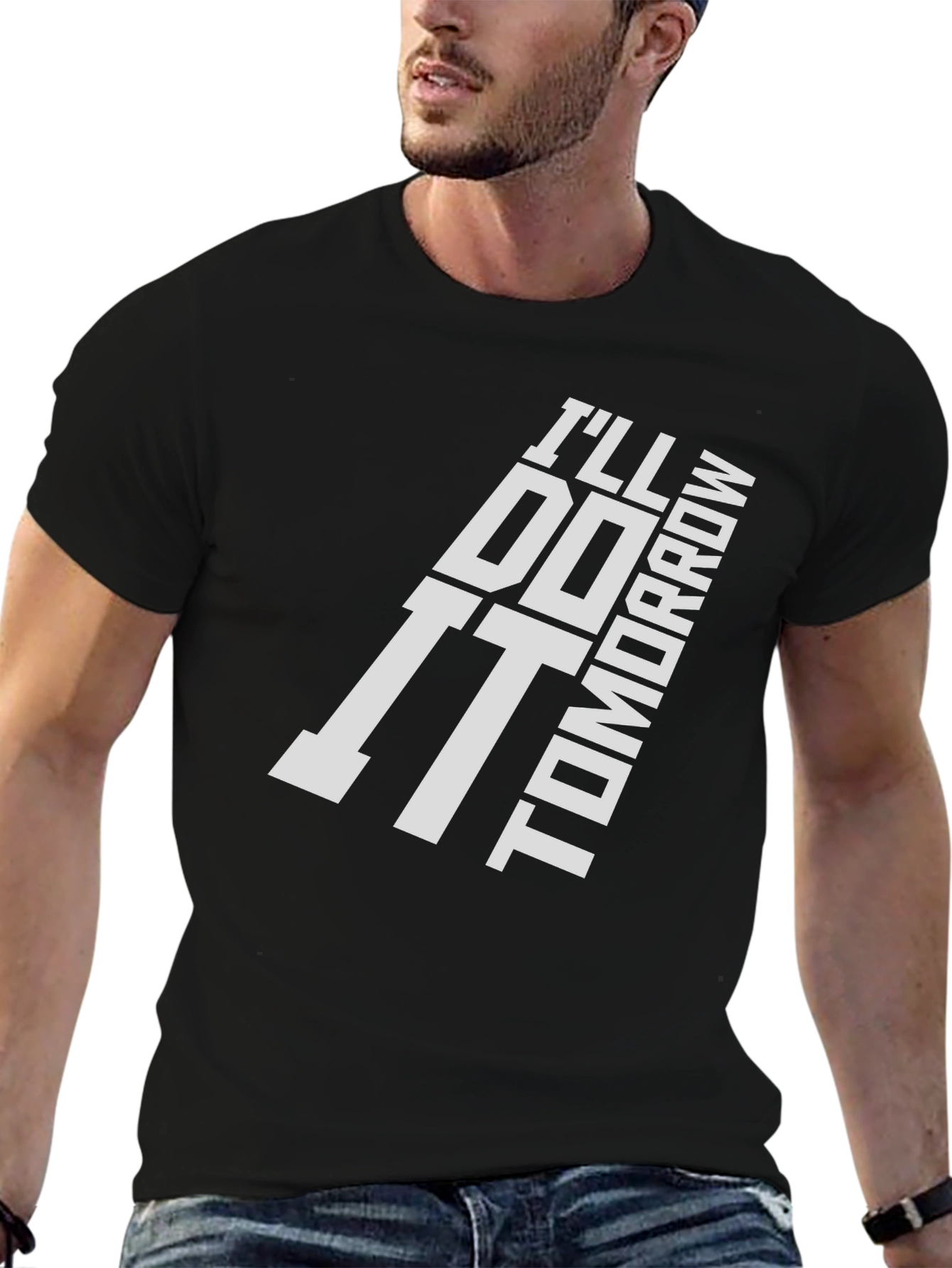Ill Do It Tomorrow Black Graphic T-Shirt