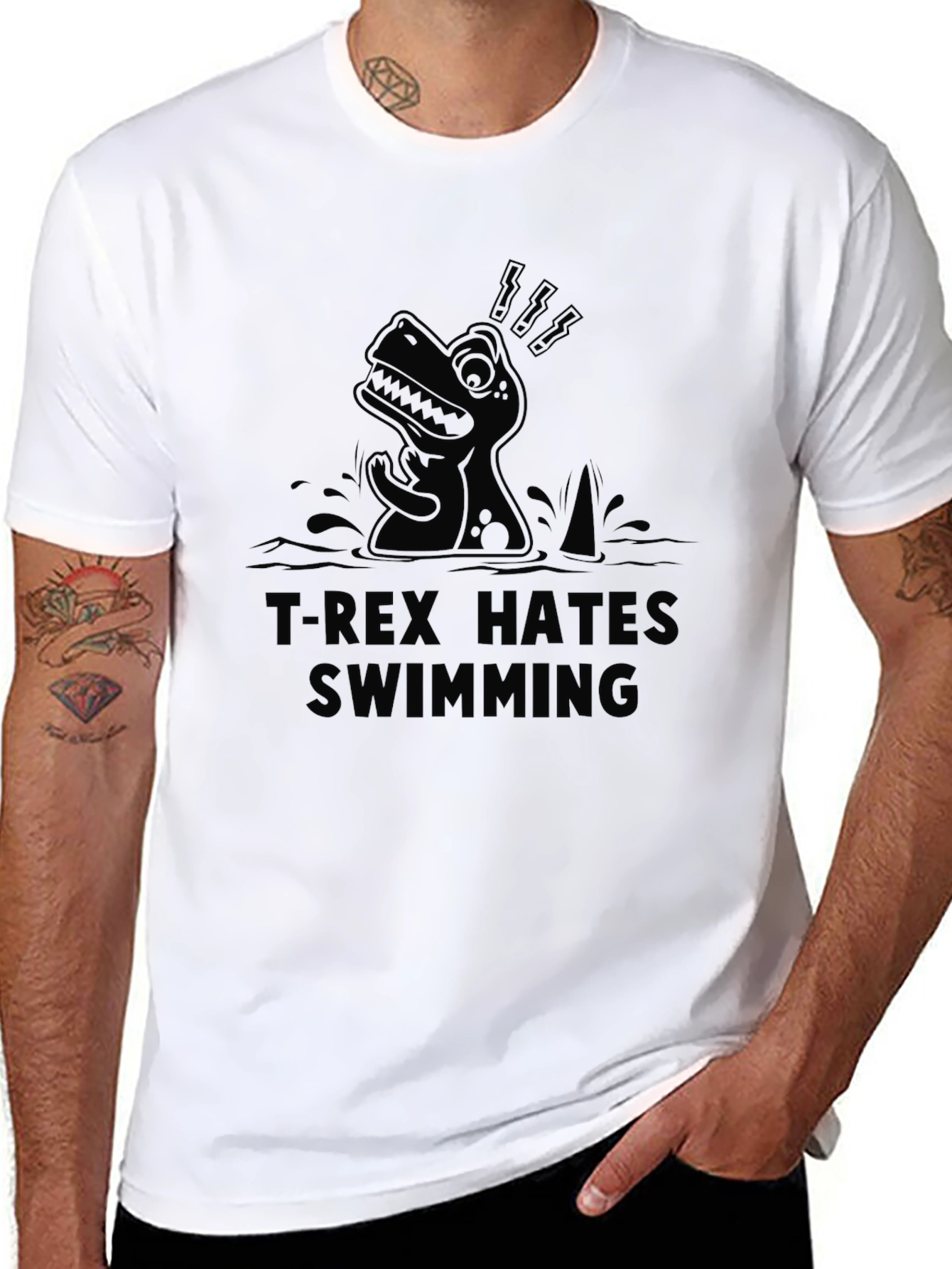 T-Rex Hates Swimming Graphic T-Shirt