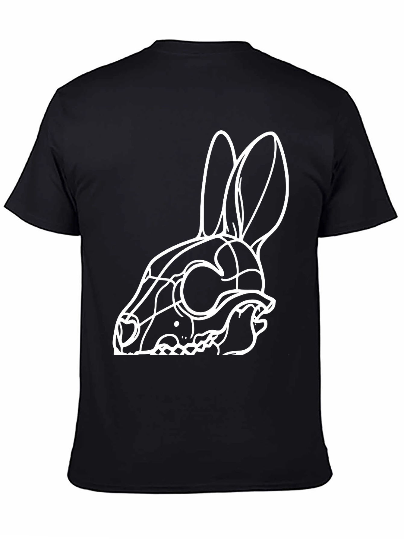 Rabbit Skull Graphic Tee - Black Cotton T-Shirt