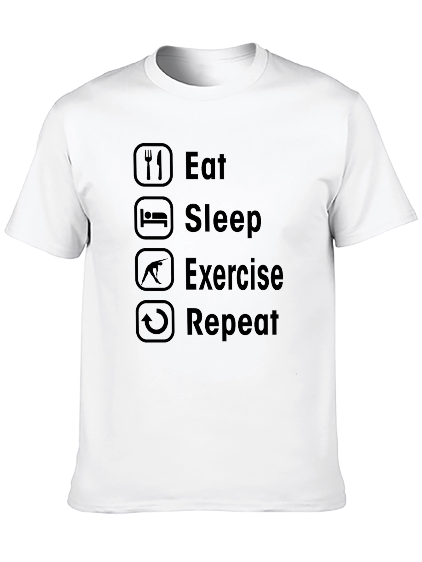 Eat Sleep Exercise Repeat Black T-Shirt