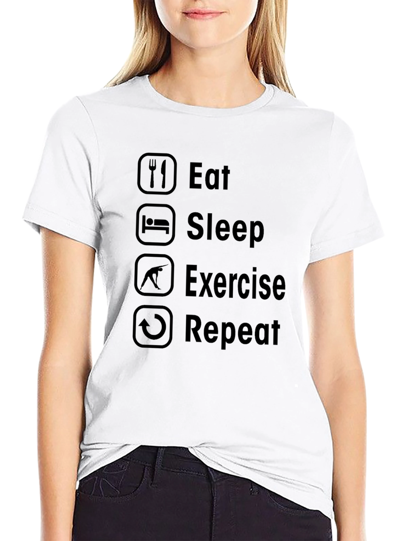 Eat Sleep Exercise Repeat Black T-Shirt