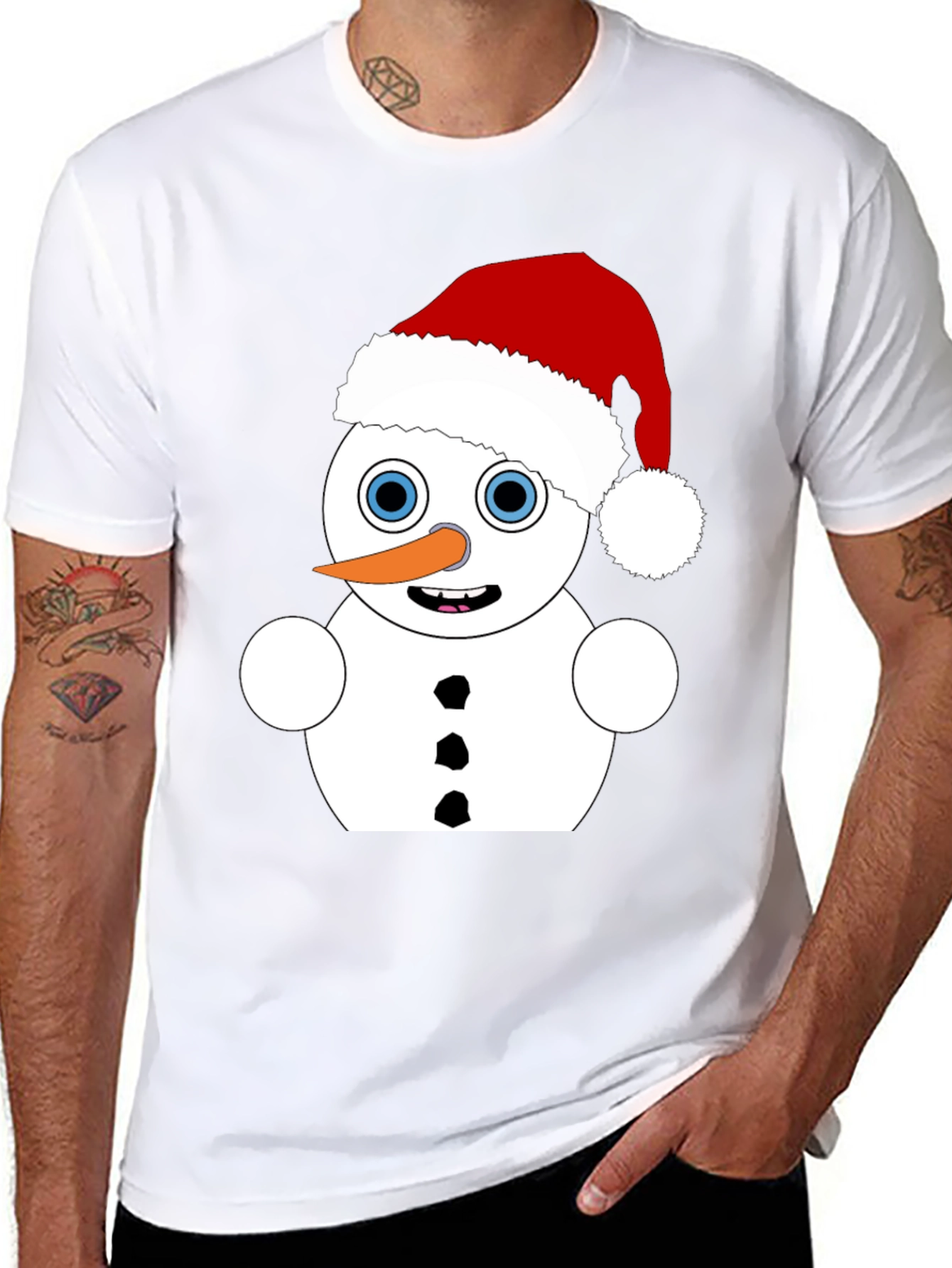Festive Snowman Graphic Tee - Holiday Apparel