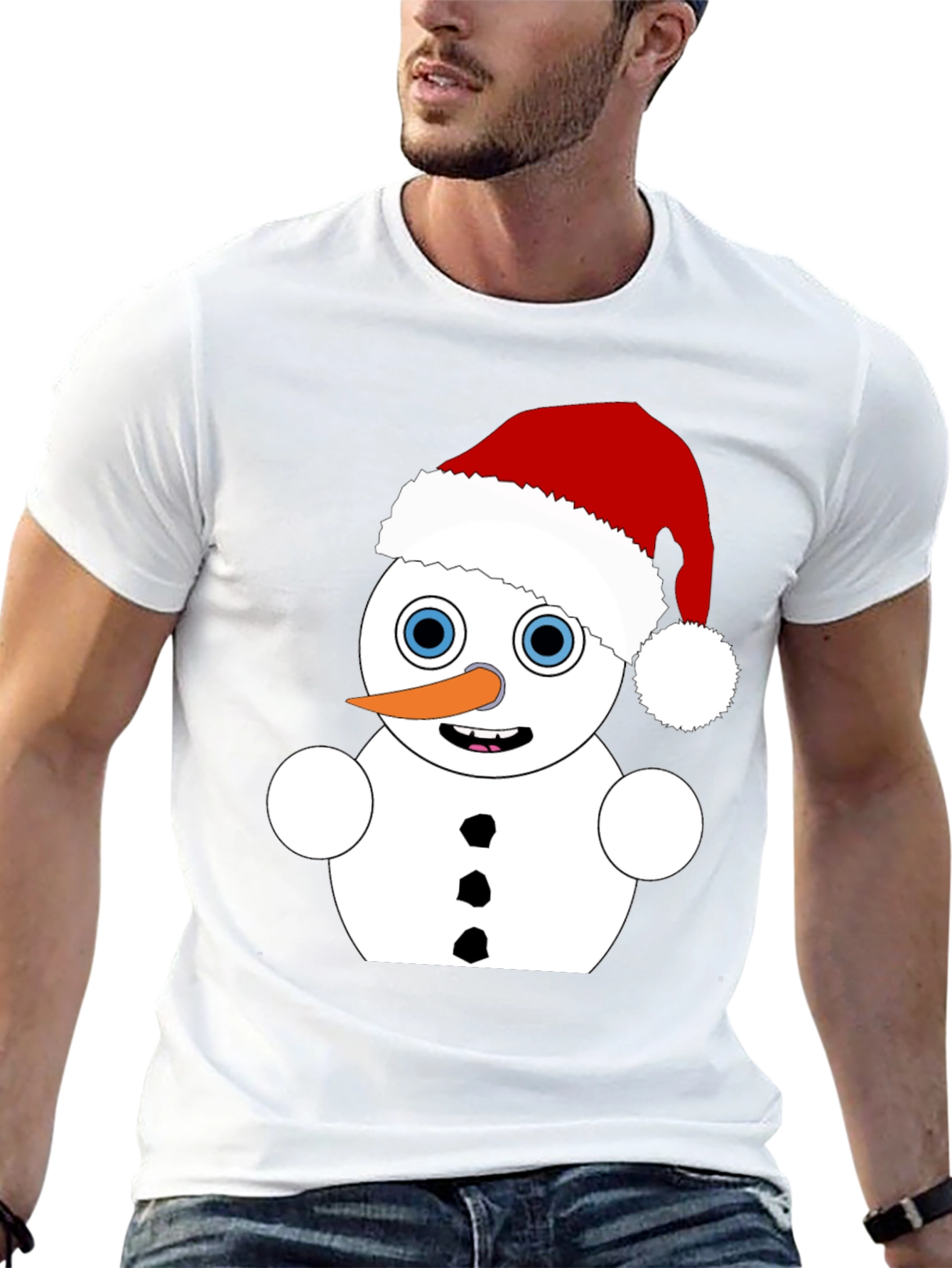 Festive Snowman Graphic Tee - Holiday Apparel