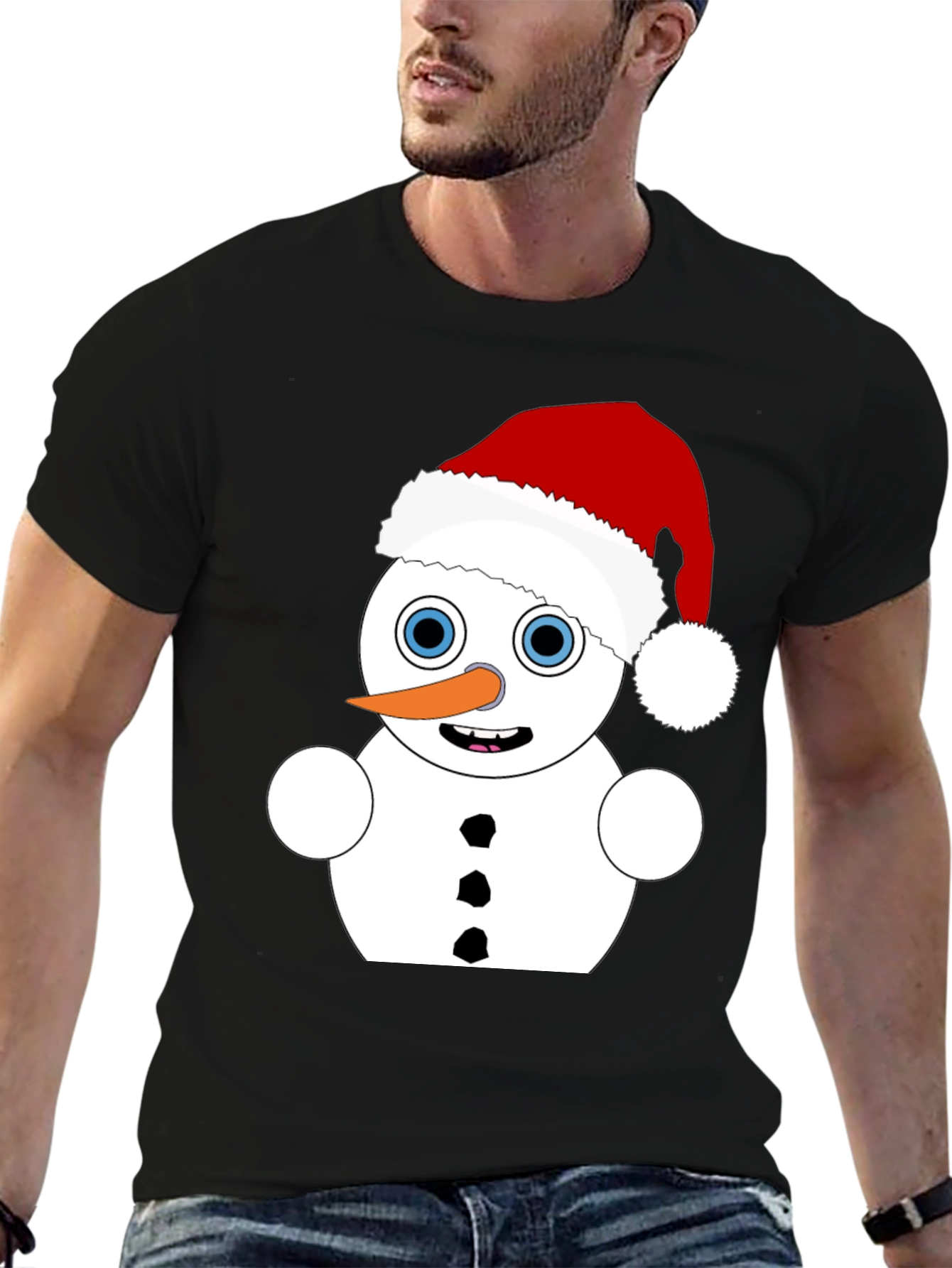 Festive Snowman Graphic Tee - Holiday Apparel