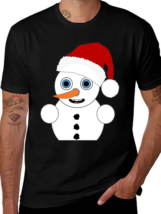 Festive Snowman Graphic Tee - Holiday Apparel