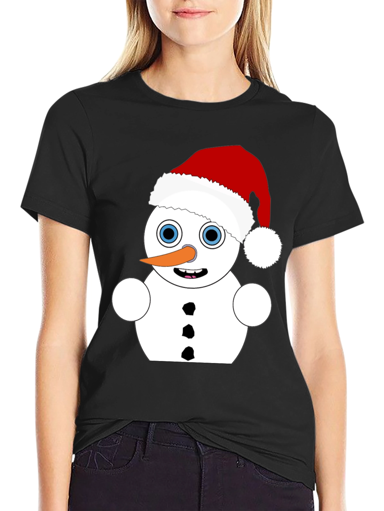 Festive Snowman Graphic Tee - Holiday Apparel