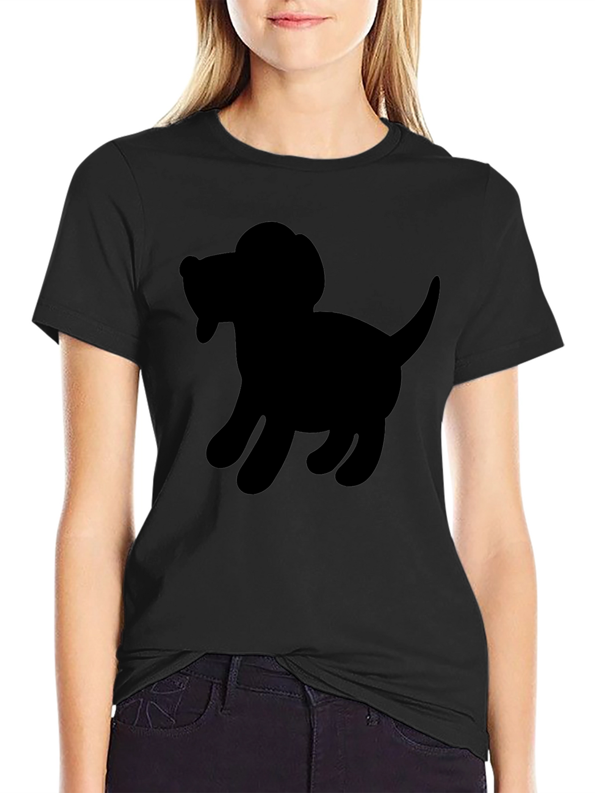 Dog Silhouette Black T-Shirt - Unisex