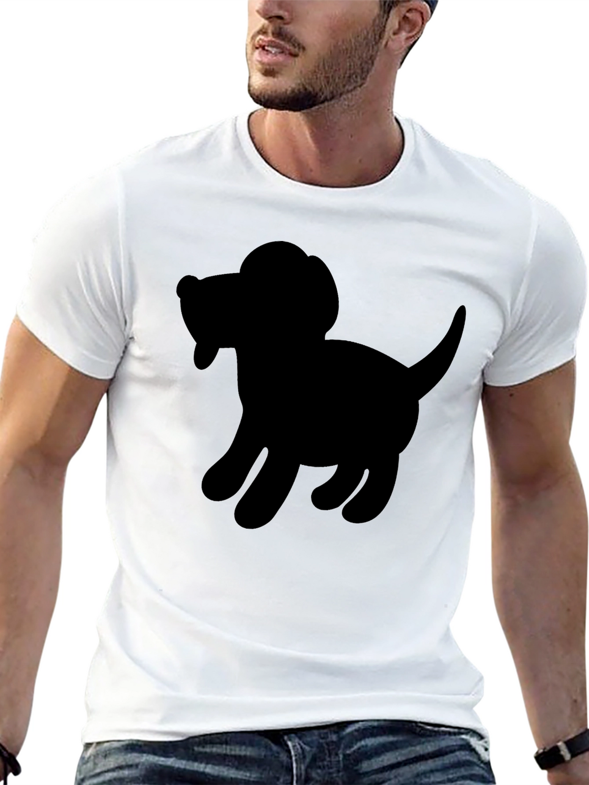 Dog Silhouette Black T-Shirt - Unisex