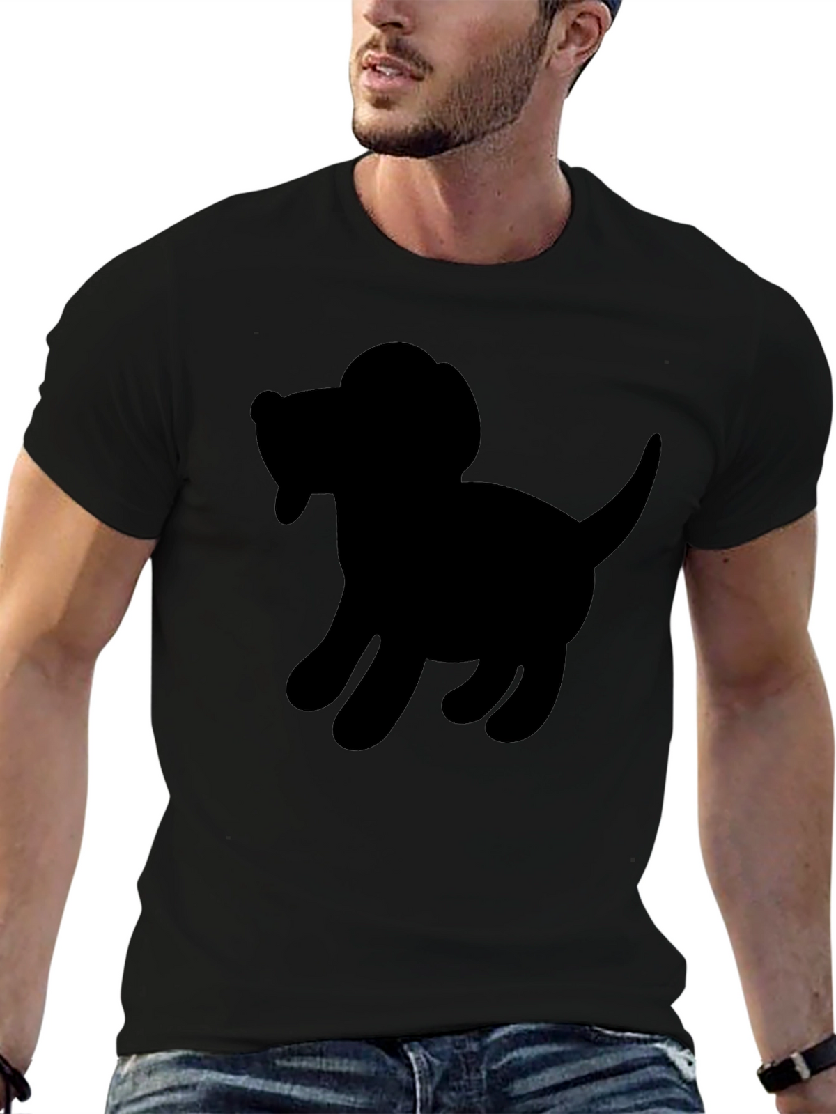 Dog Silhouette Black T-Shirt - Unisex