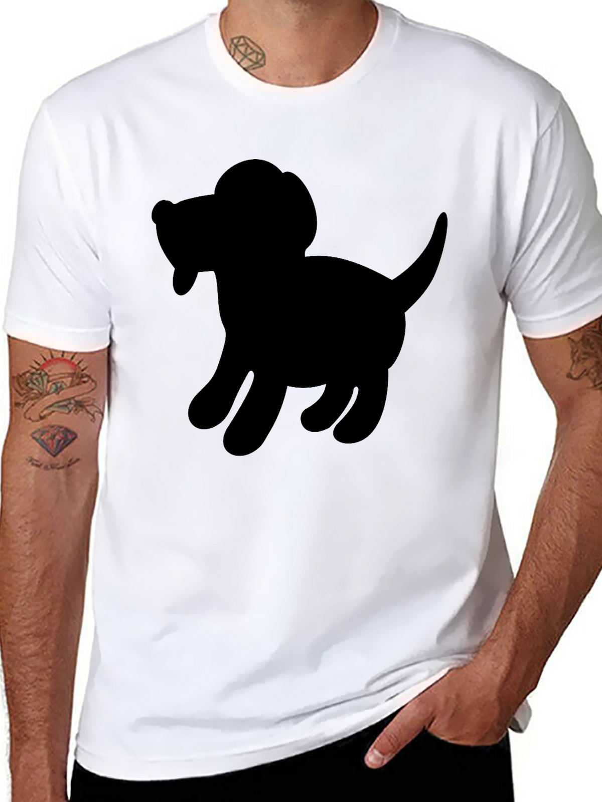 Dog Silhouette Black T-Shirt - Unisex