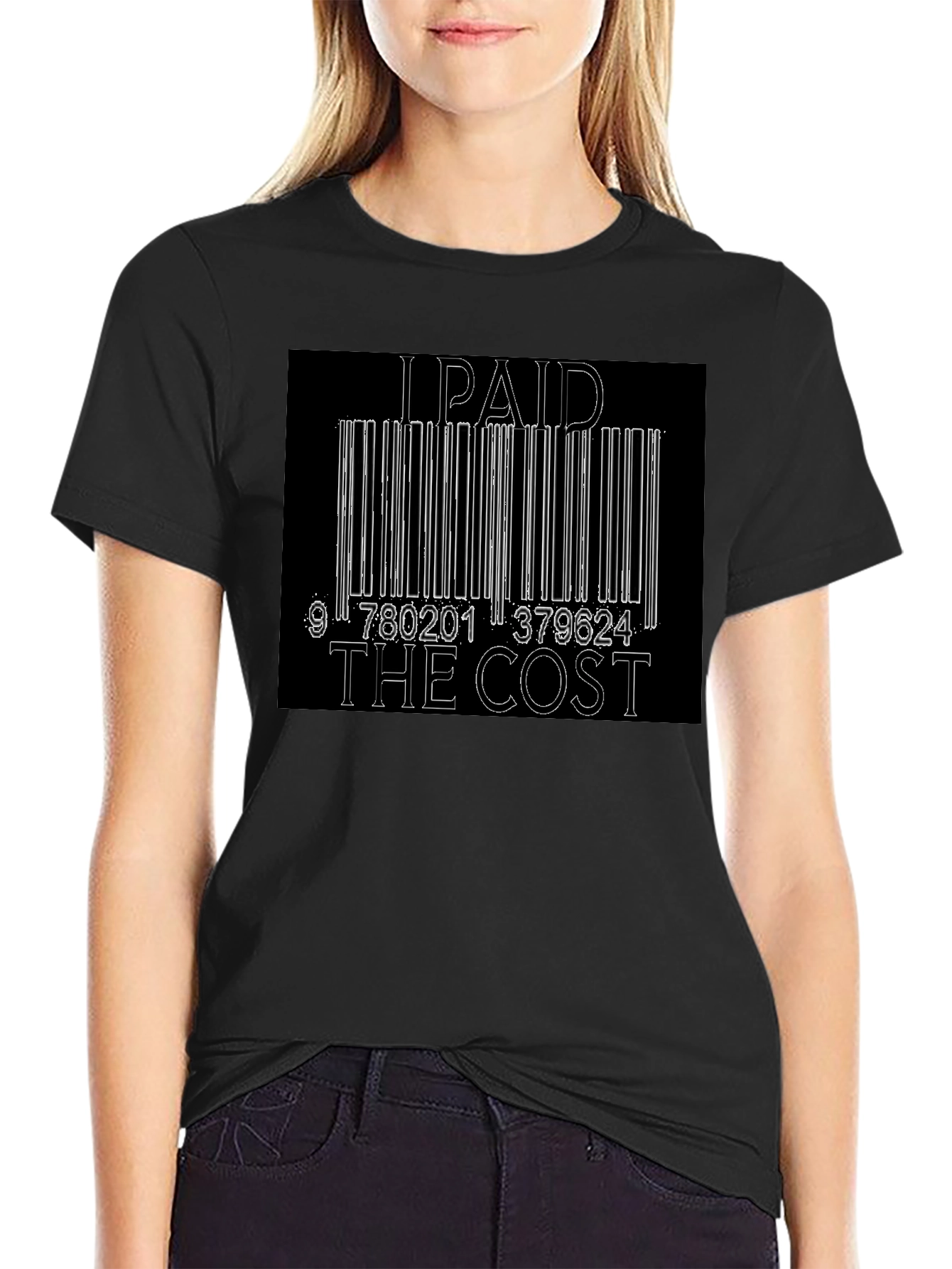 I Paid The Cost Barcode Graphic Black T-Shirt