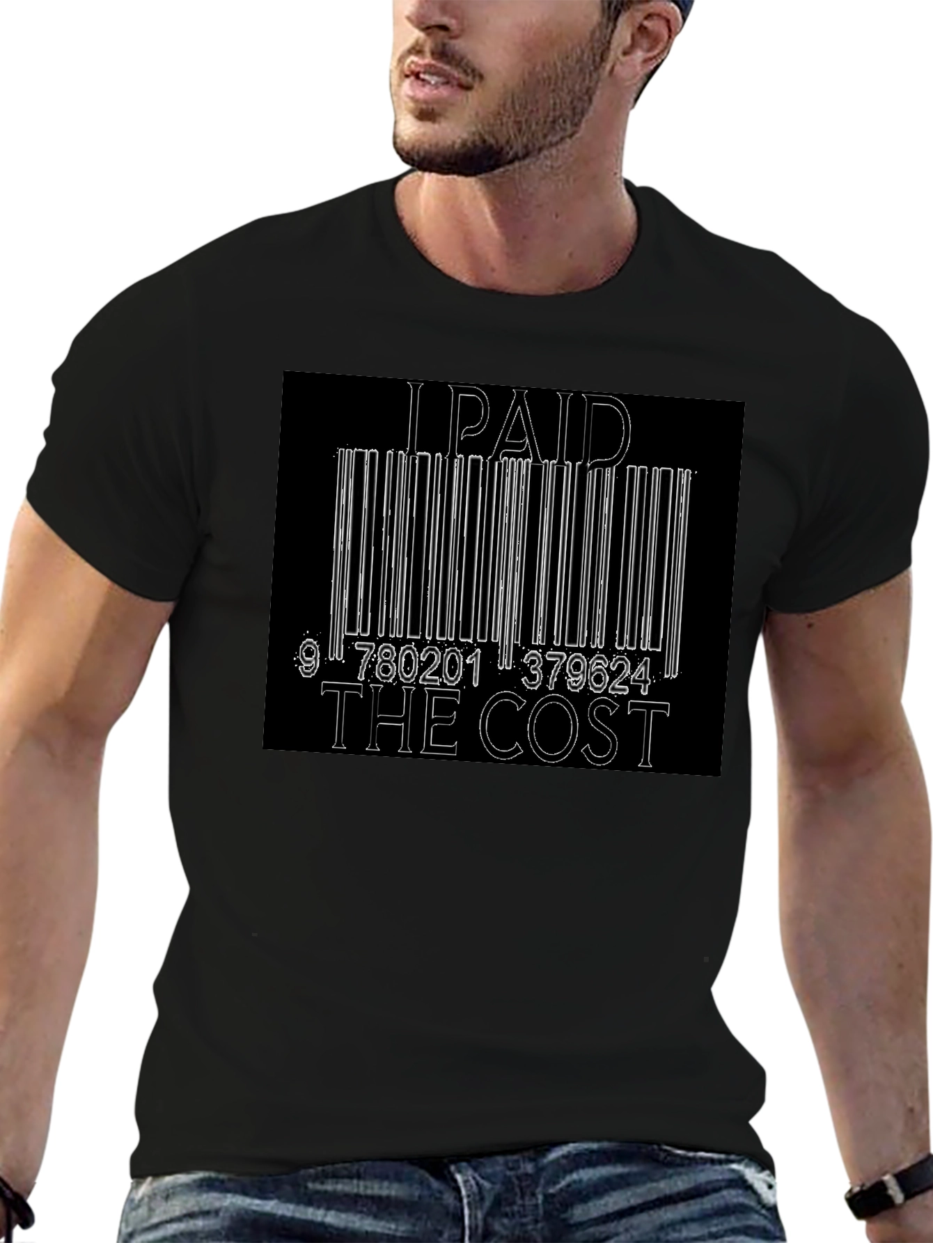 I Paid The Cost Barcode Graphic Black T-Shirt