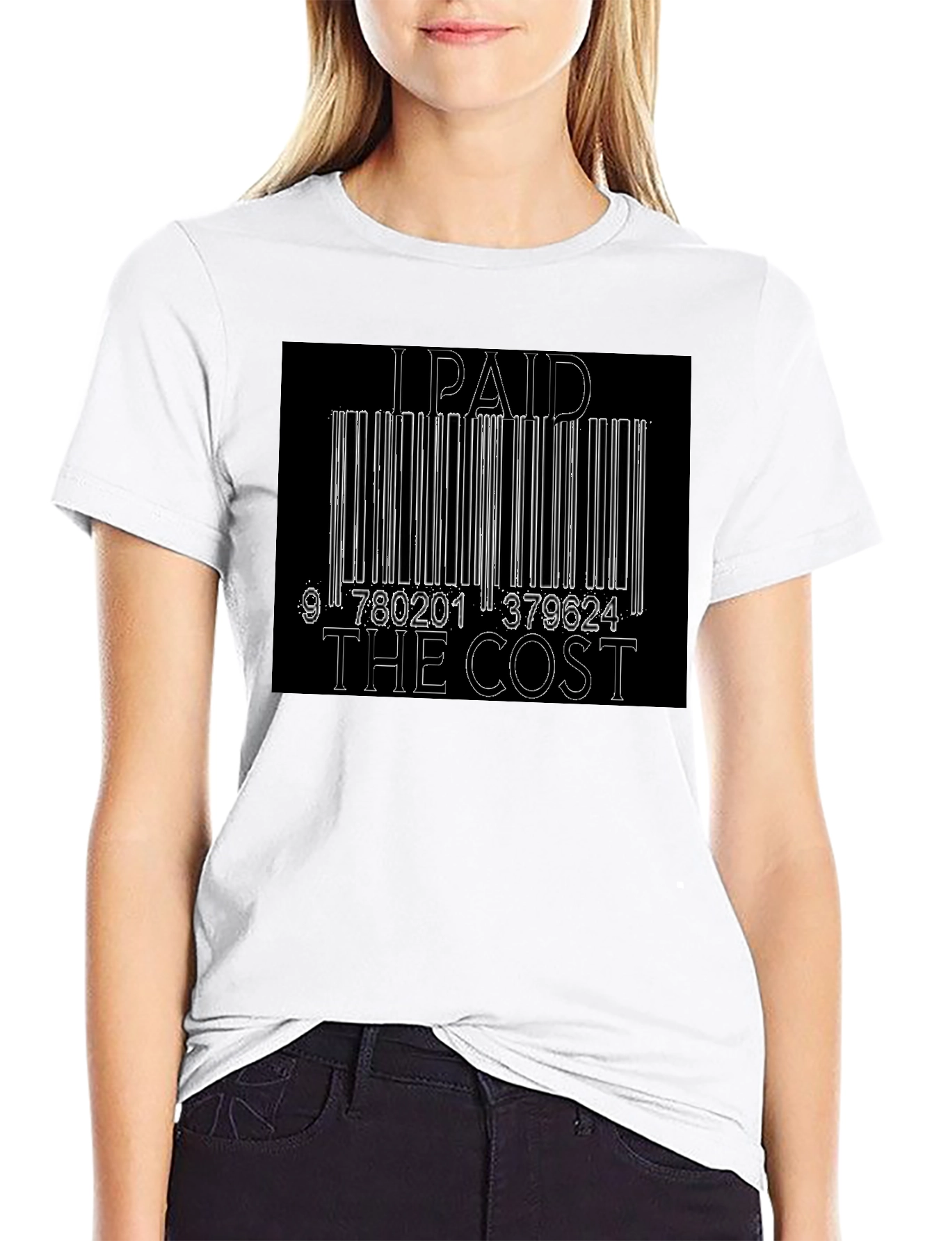 I Paid The Cost Barcode Graphic Black T-Shirt