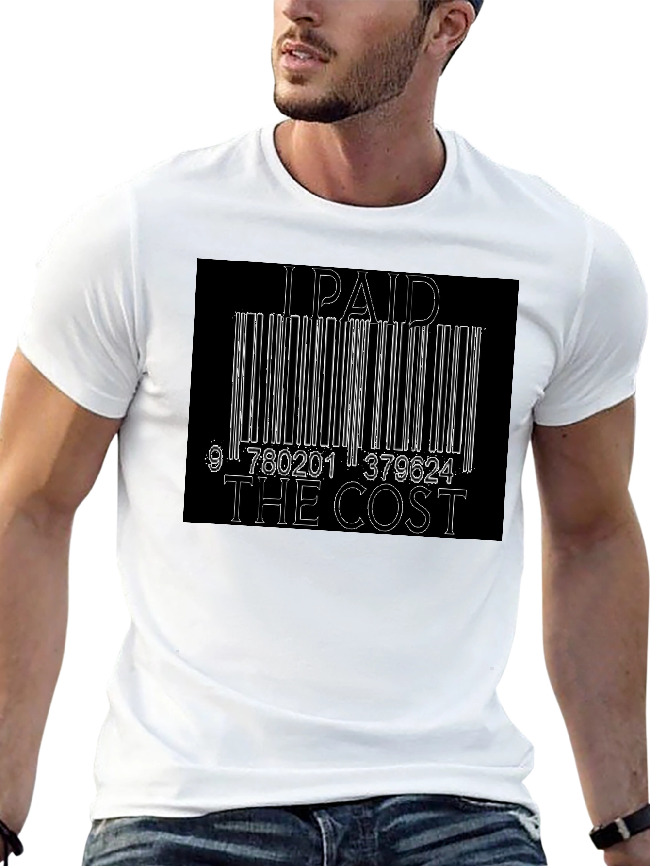 I Paid The Cost Barcode Graphic Black T-Shirt