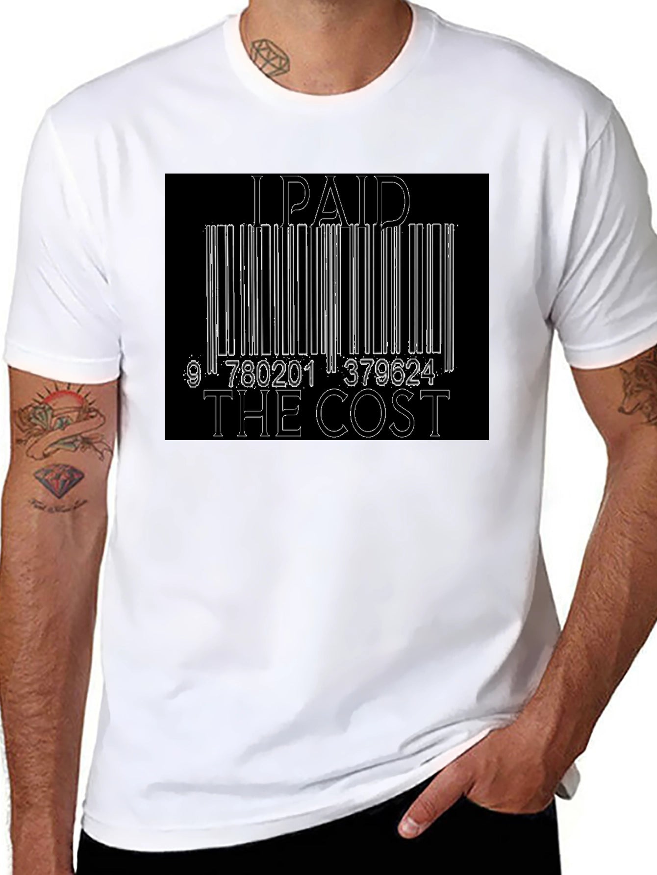 I Paid The Cost Barcode Graphic Black T-Shirt