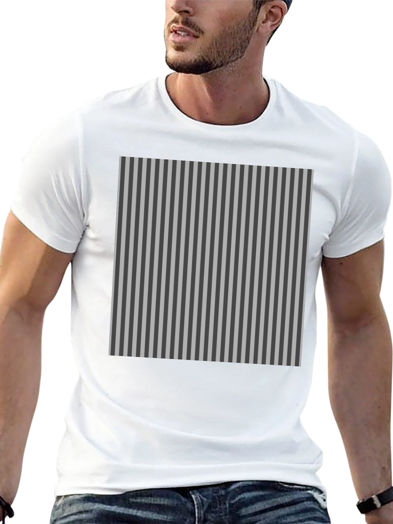 Striped Pattern Black T-Shirt