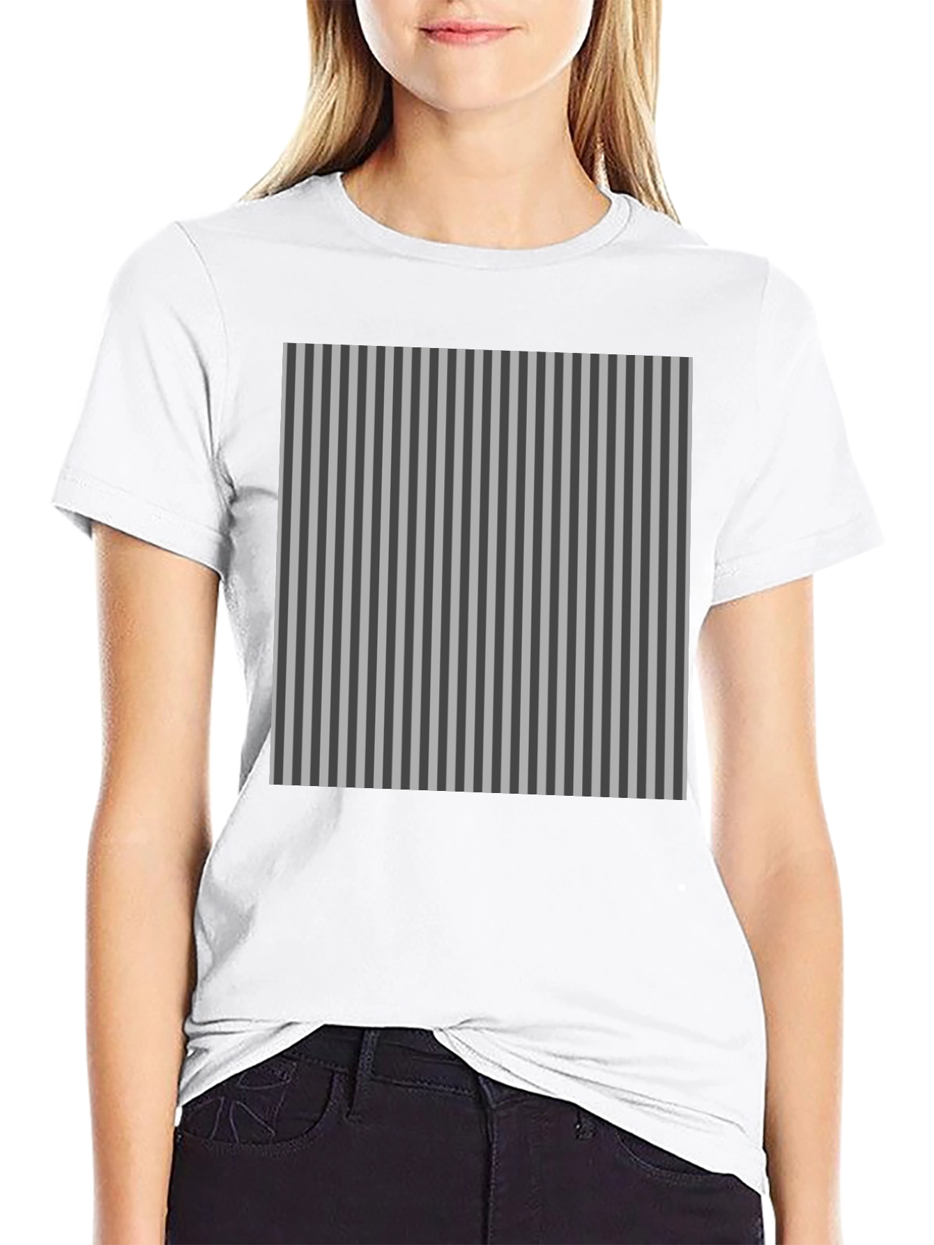 Striped Pattern Black T-Shirt