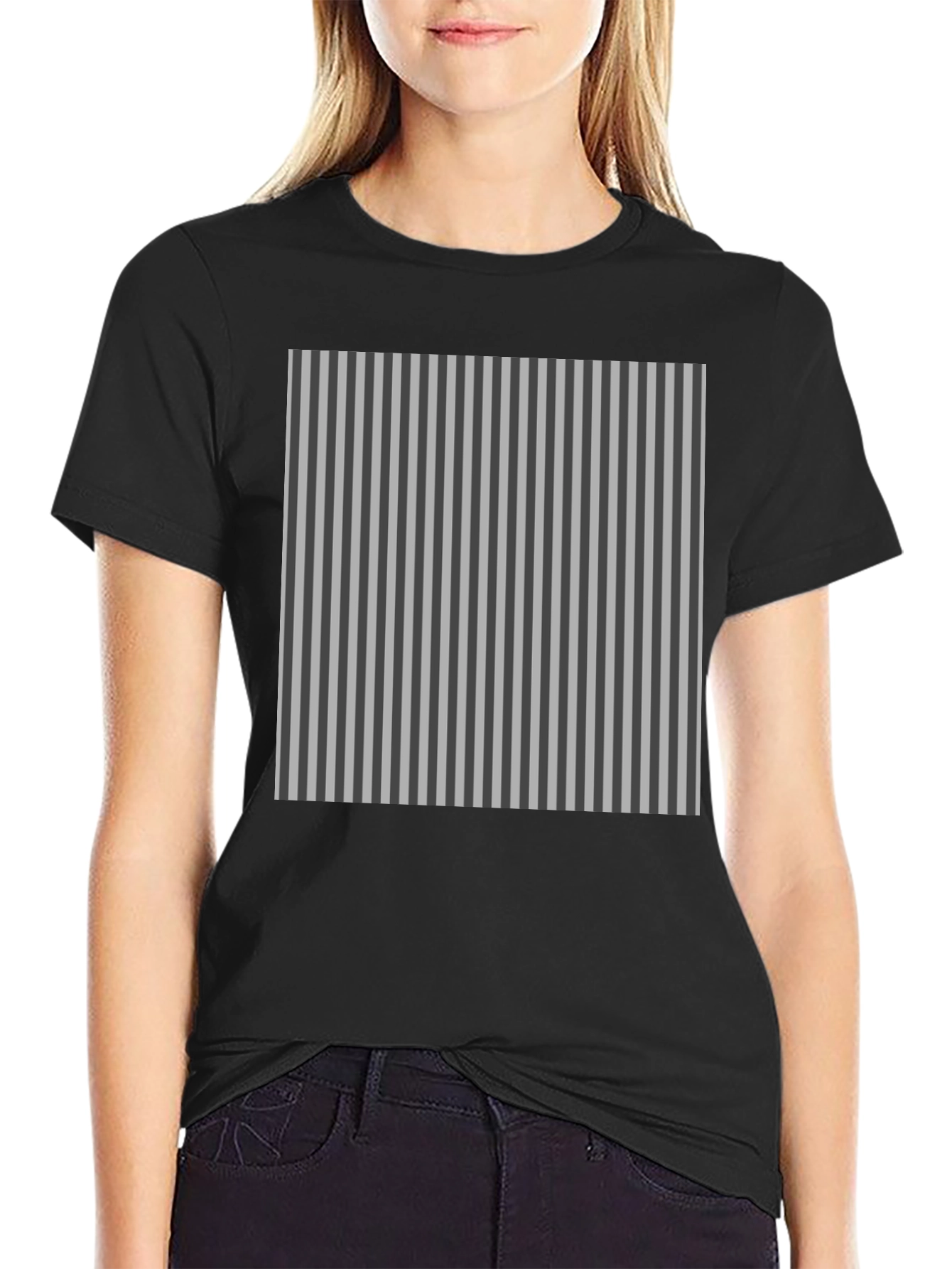 Striped Pattern Black T-Shirt