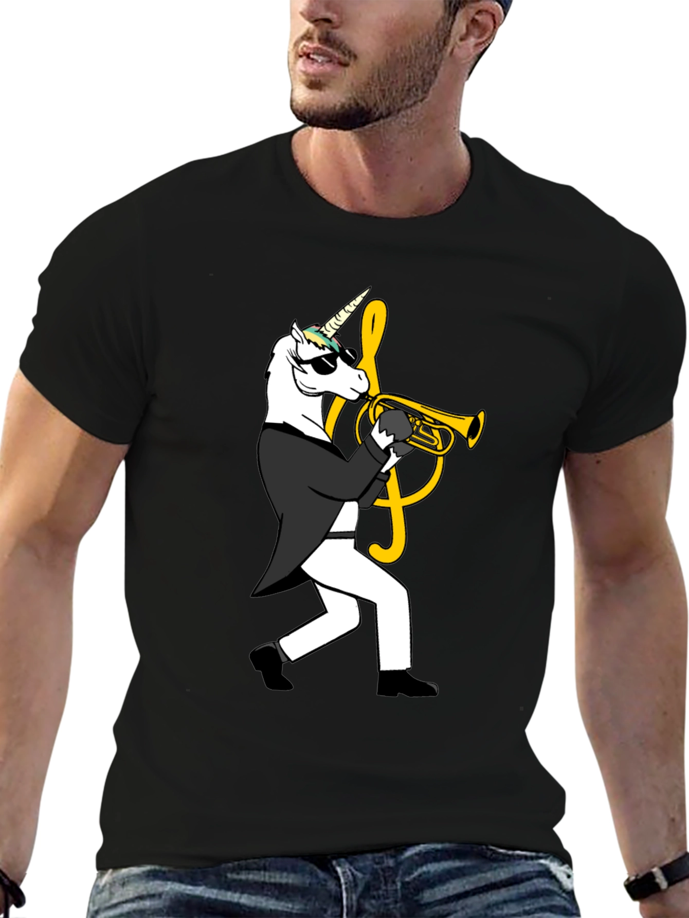 Unicorn Trumpet Player Graphic Tee