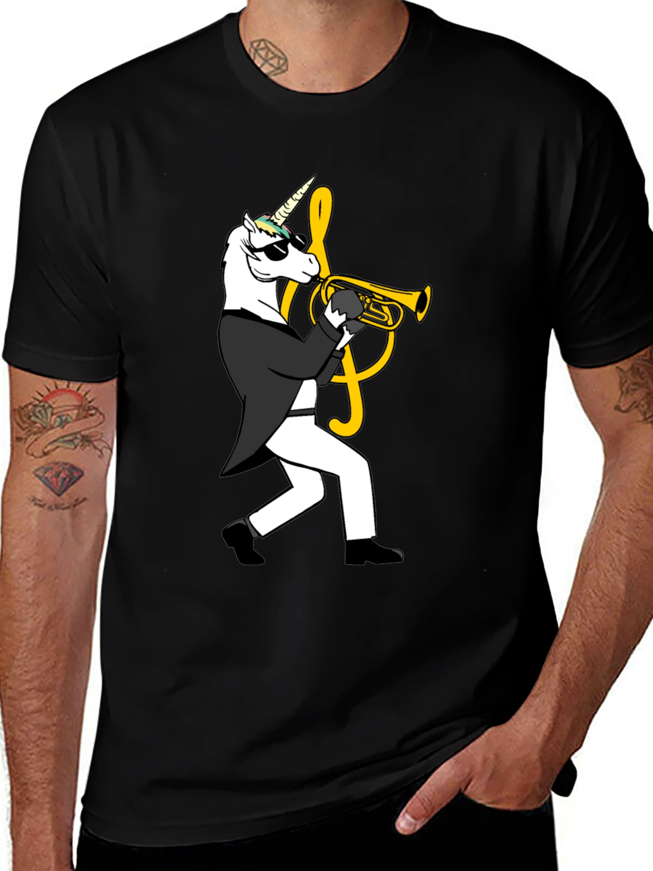 Unicorn Trumpet Player Graphic Tee