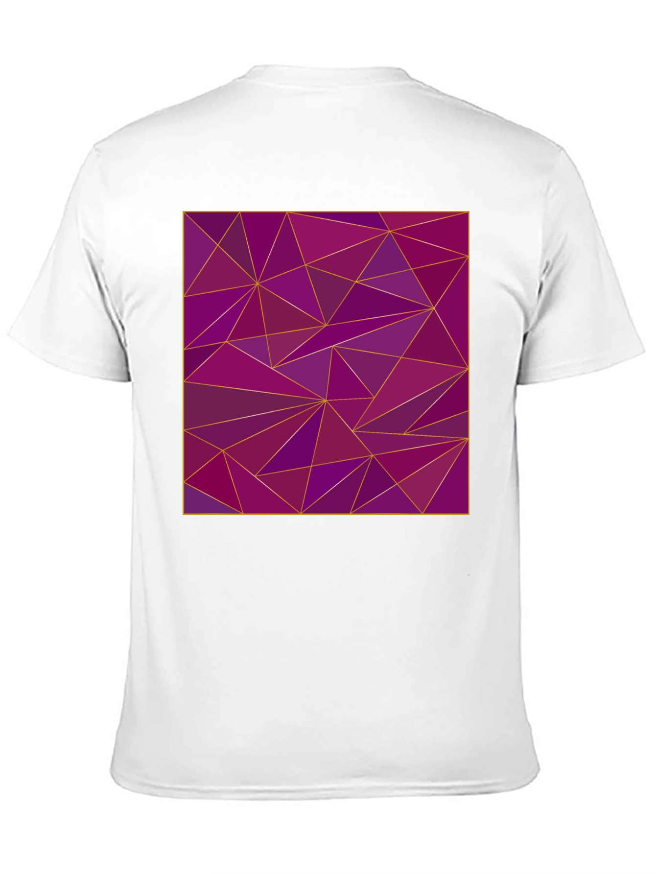 Geometric Purple Triangle Print Black T-Shirt