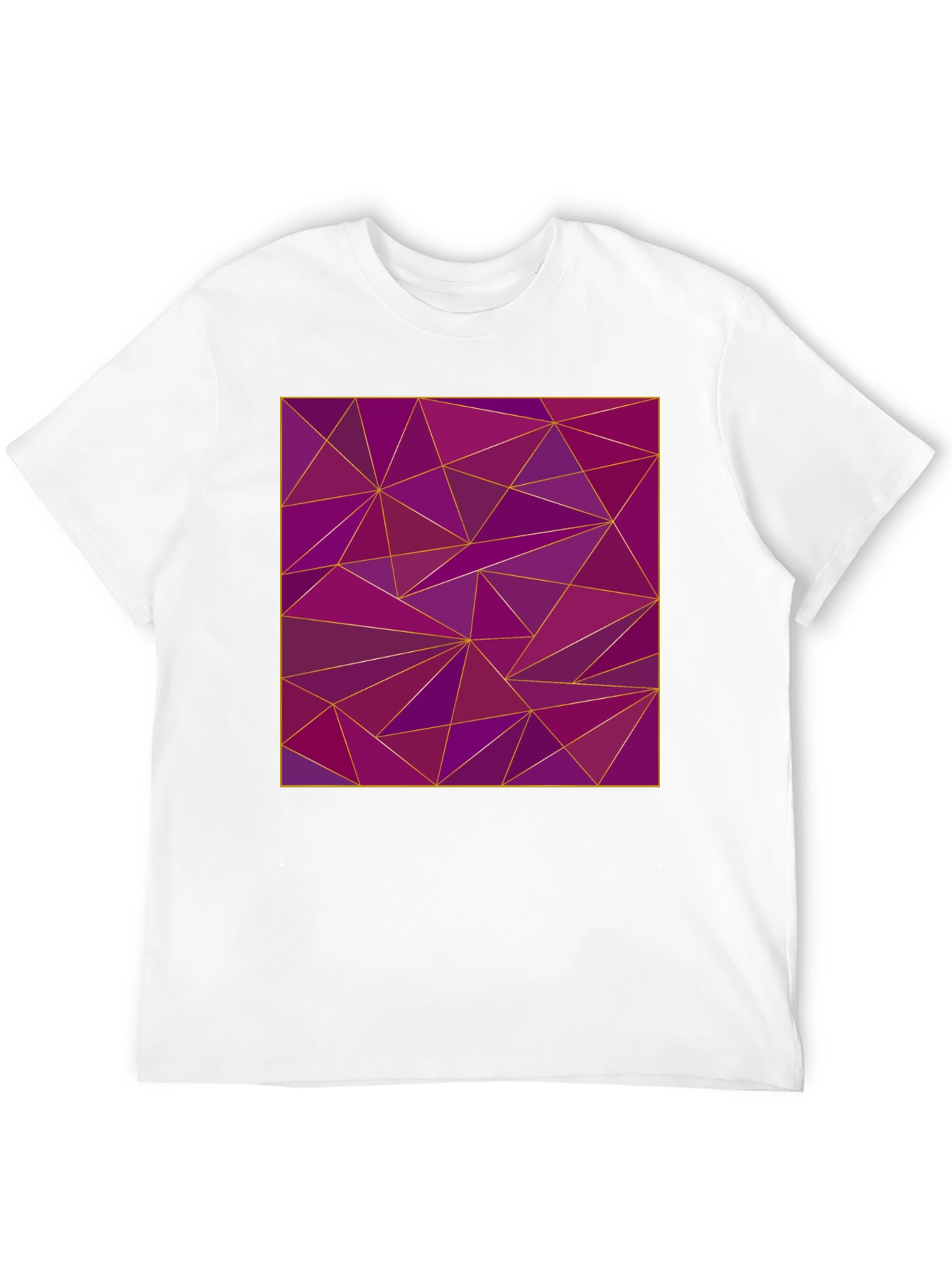 Geometric Purple Triangle Print Black T-Shirt