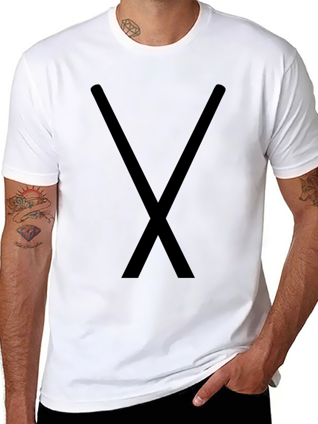 Mens Black Tee with Bold X Design