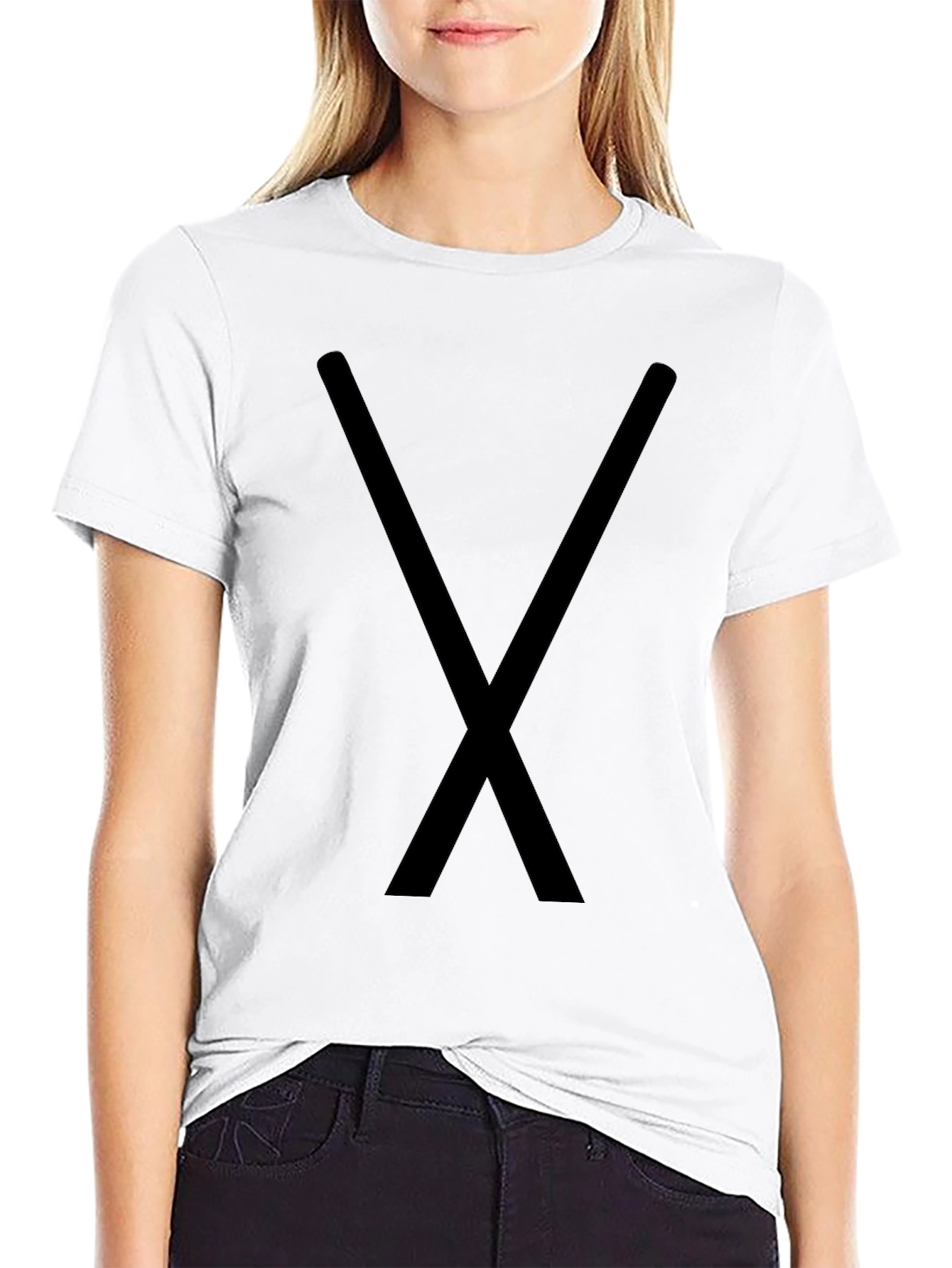 Mens Black Tee with Bold X Design