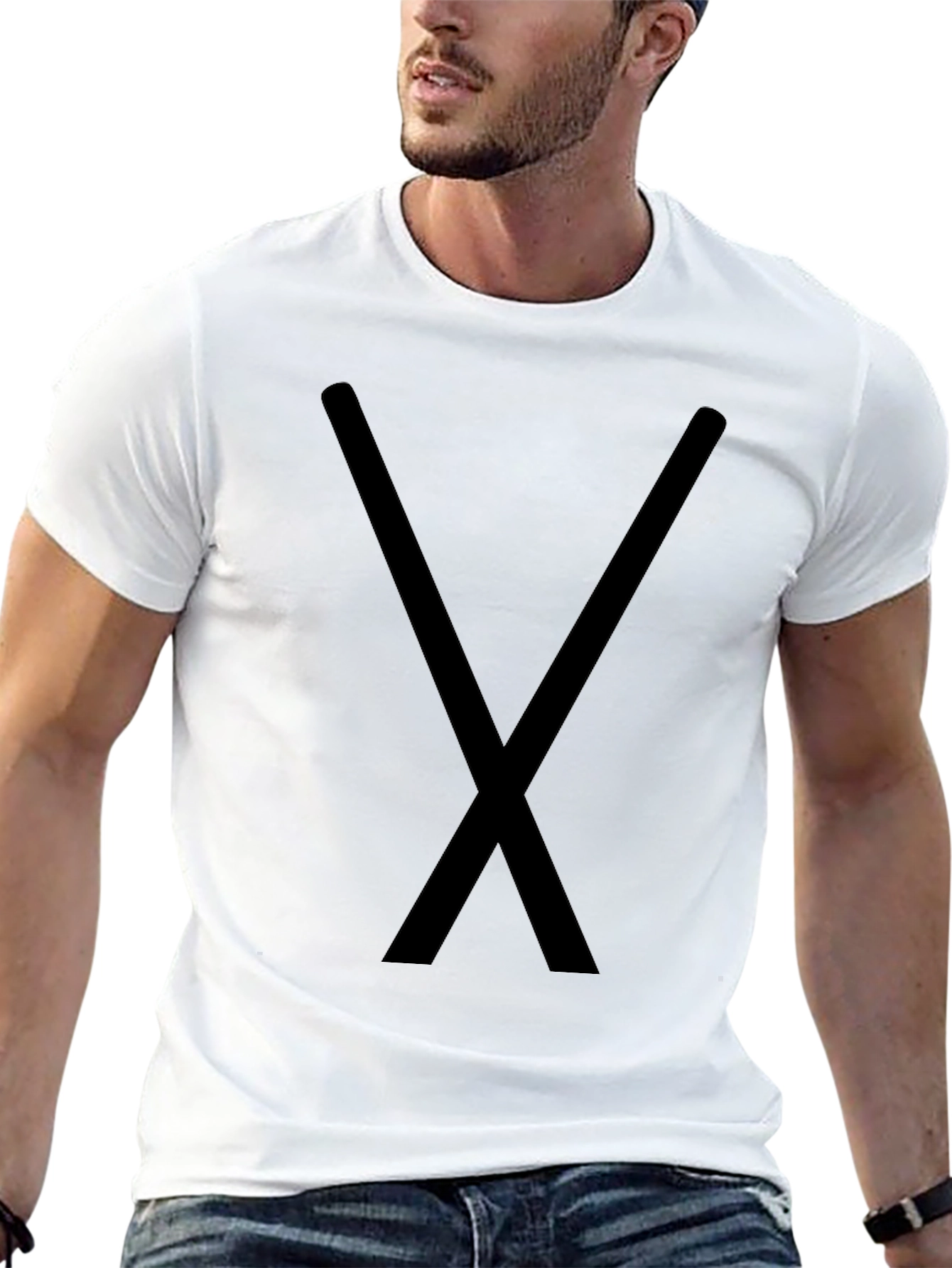 Mens Black Tee with Bold X Design