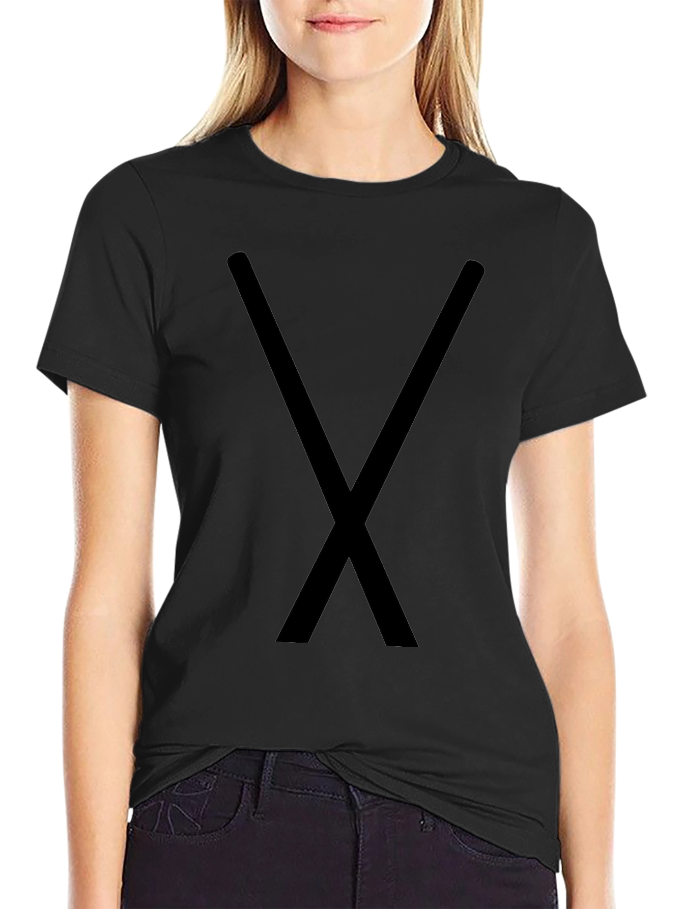 Mens Black Tee with Bold X Design