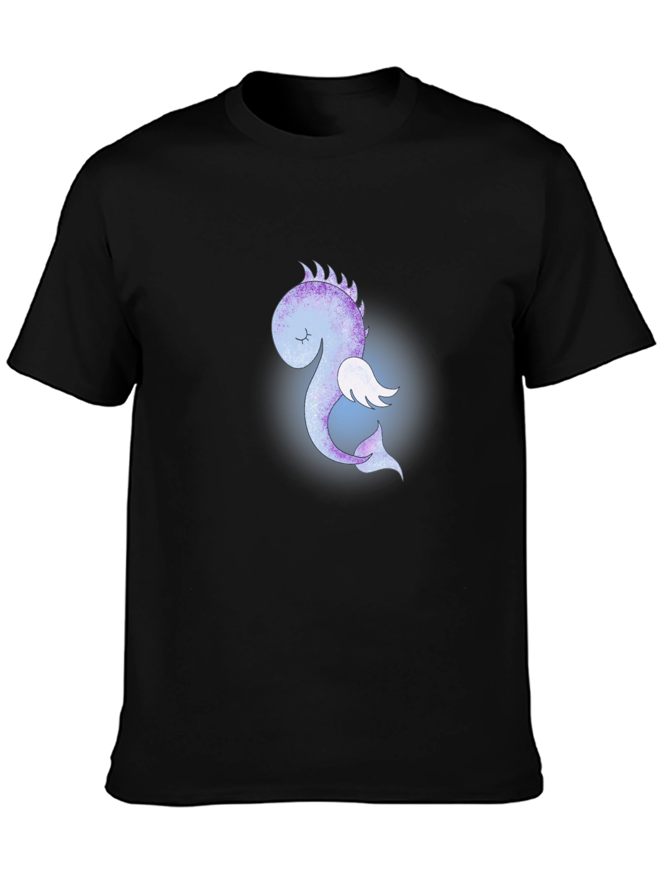 Cute Flying Sea Dragon Graphic Tee - Black