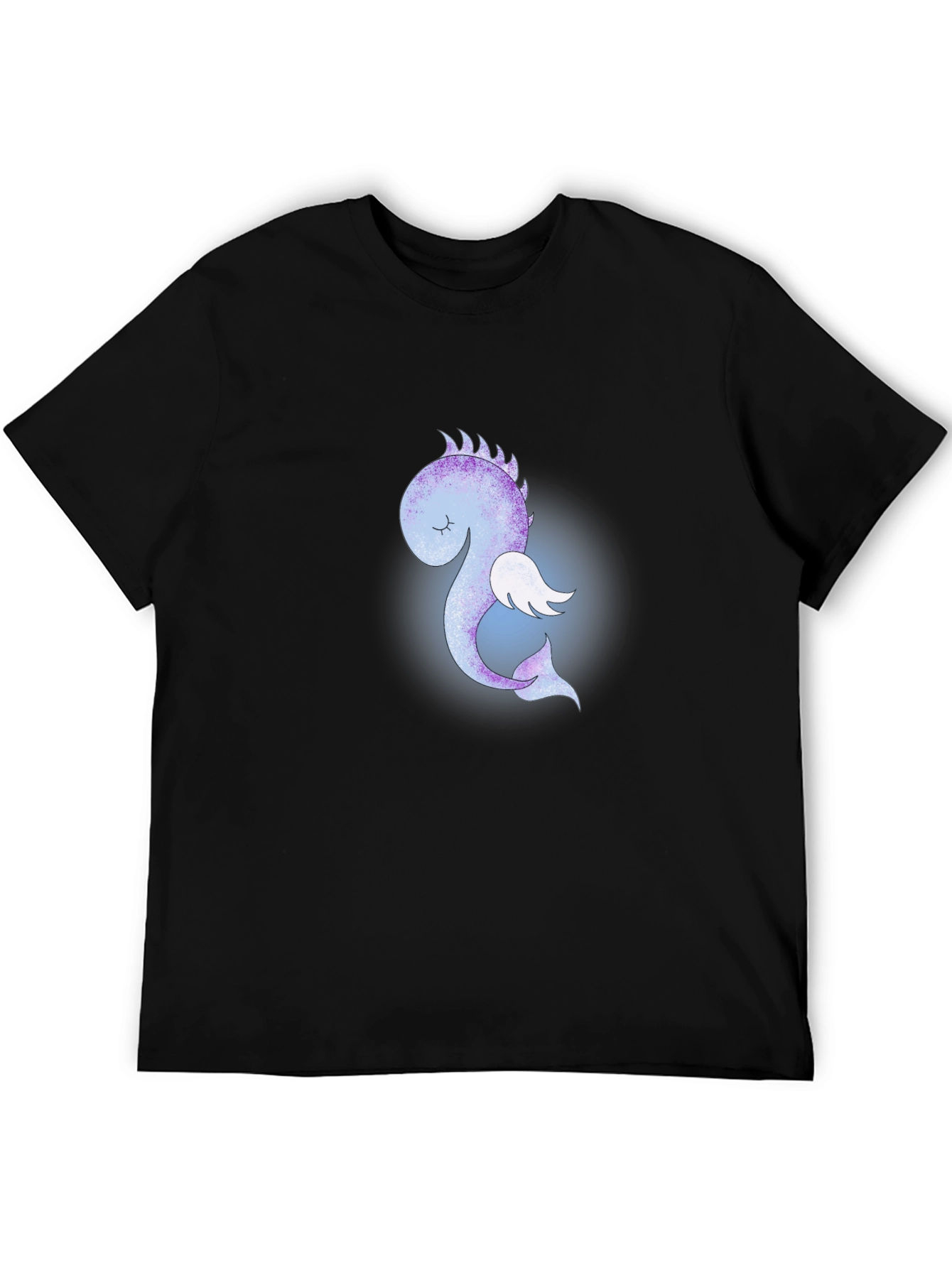Cute Flying Sea Dragon Graphic Tee - Black