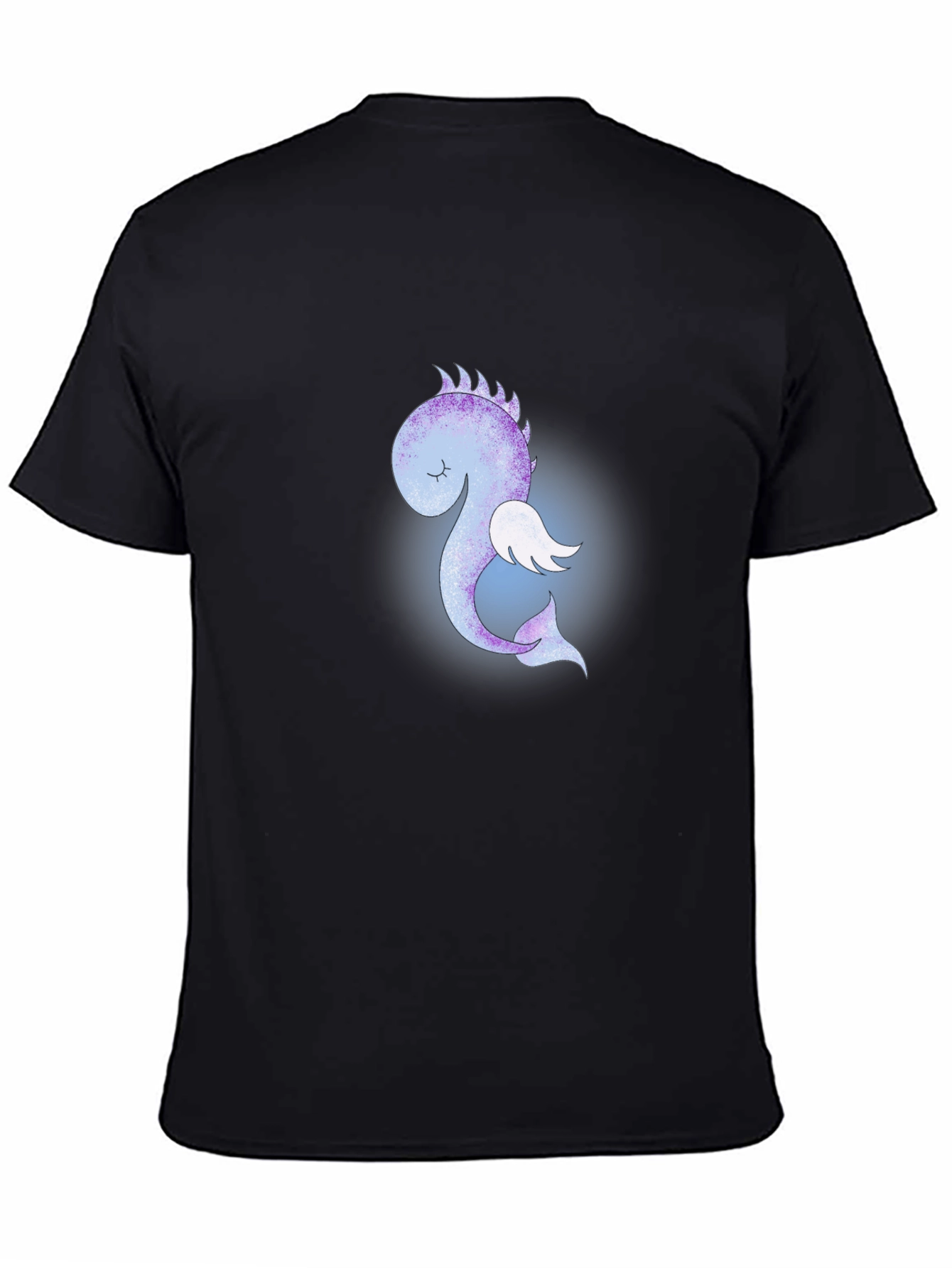 Cute Flying Sea Dragon Graphic Tee - Black