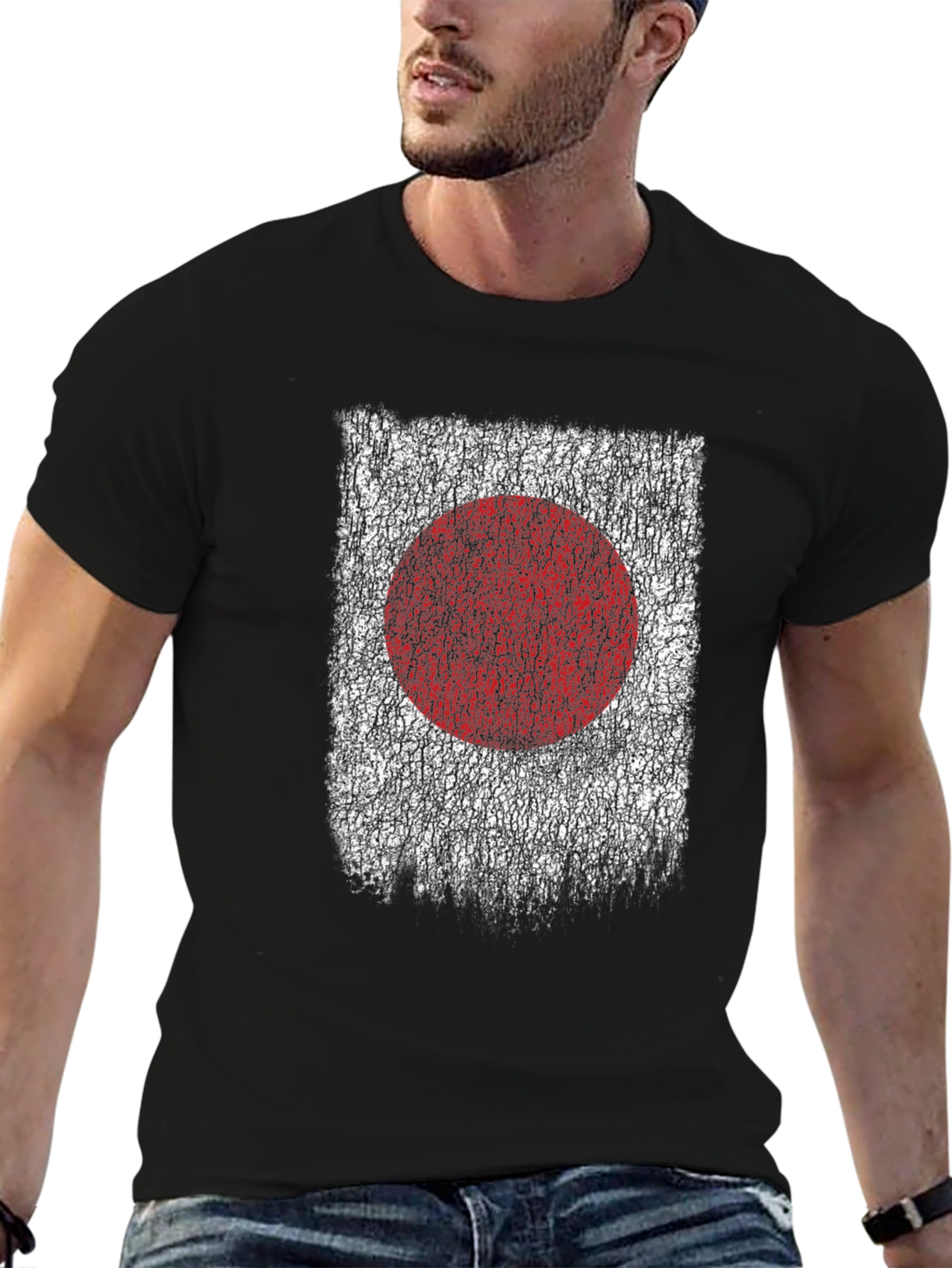Japanese Flag Distressed T-Shirt Japan Patriotic Graphic Tee