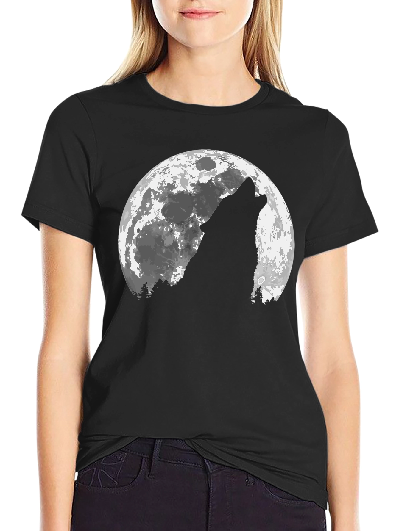 Wolf Moon Graphic T-Shirt - Mens Black Tee